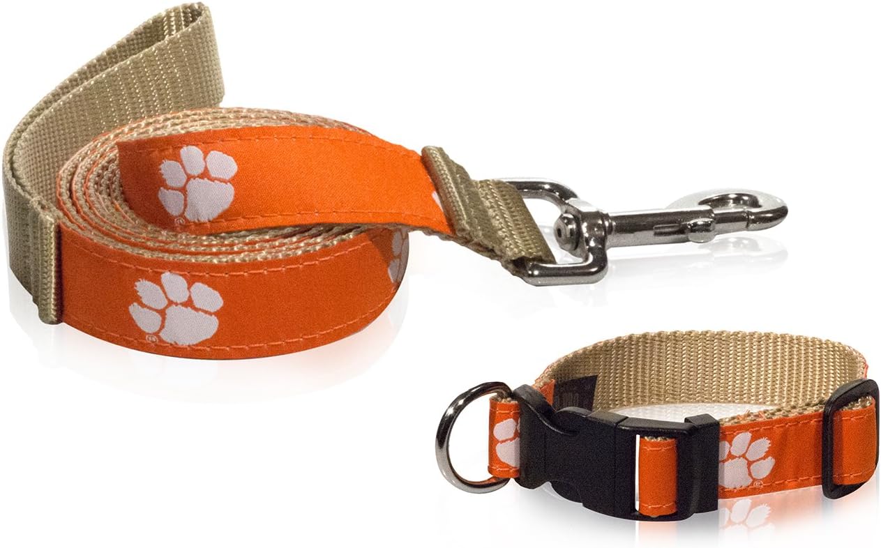 ZEPPRO Clemson Tigers Dog Collar & Leash Combo NCAA