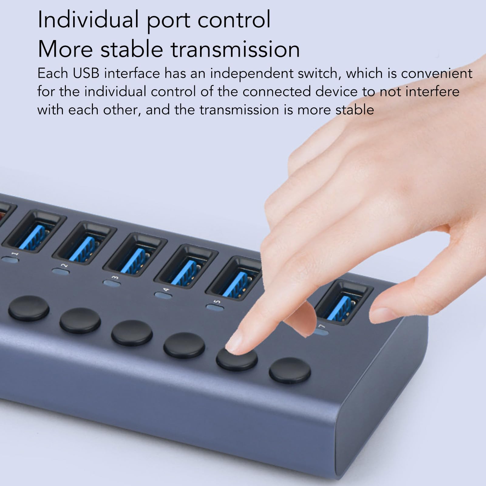 LICAEVEY Hub Dati USB 3.0, Splitter USB a 10 Porte (Spina europea) | Interruttori individuali, alimentatore da 60 W per console di gioco per PC desktop portatile