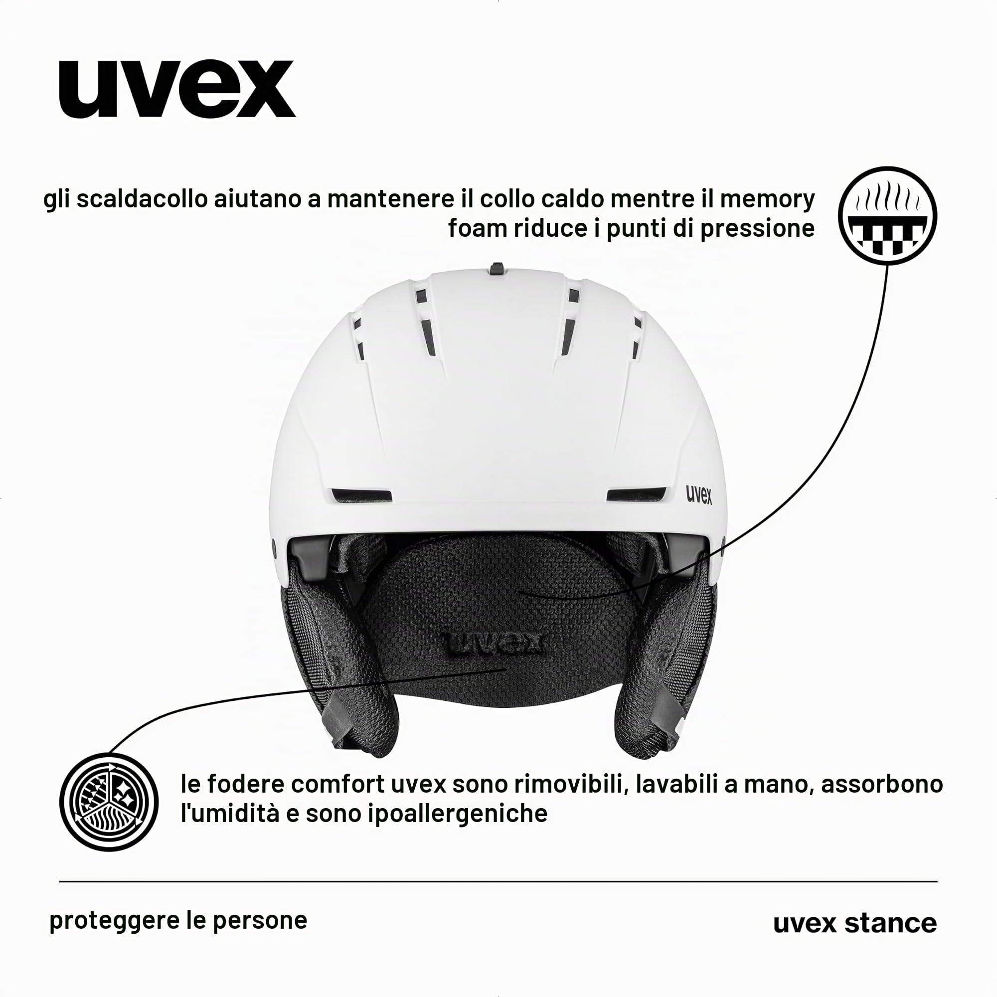 uvex Stance - Casco da sci robusto ed efficiente per uomo e donna con regolazione individuale della taglia