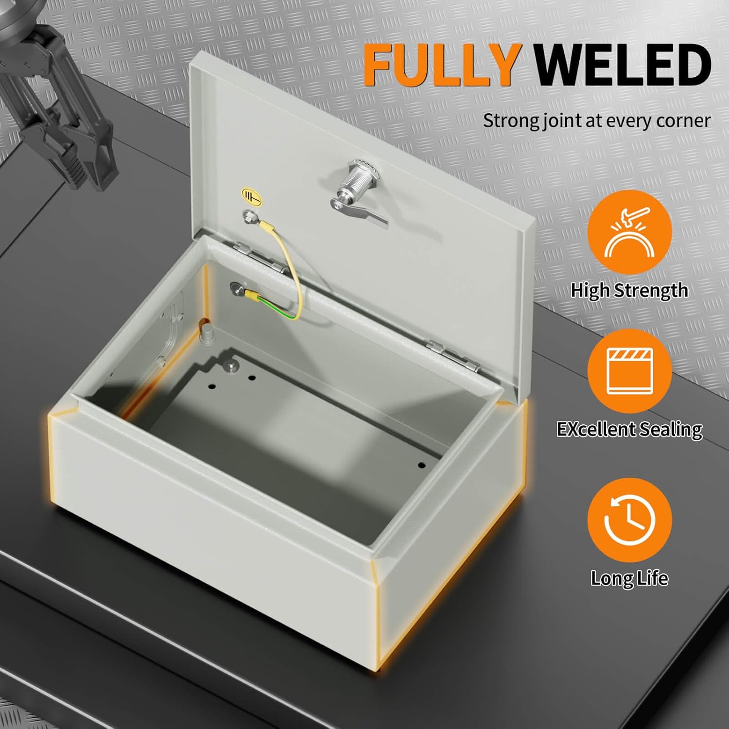 Metal Enclosure, IP65 Waterproof Electrical Box for Indoor and Outdoor Projects, Includes Mounting Plate and Wall Bracket 350×250×150mm (14"×10"×6")