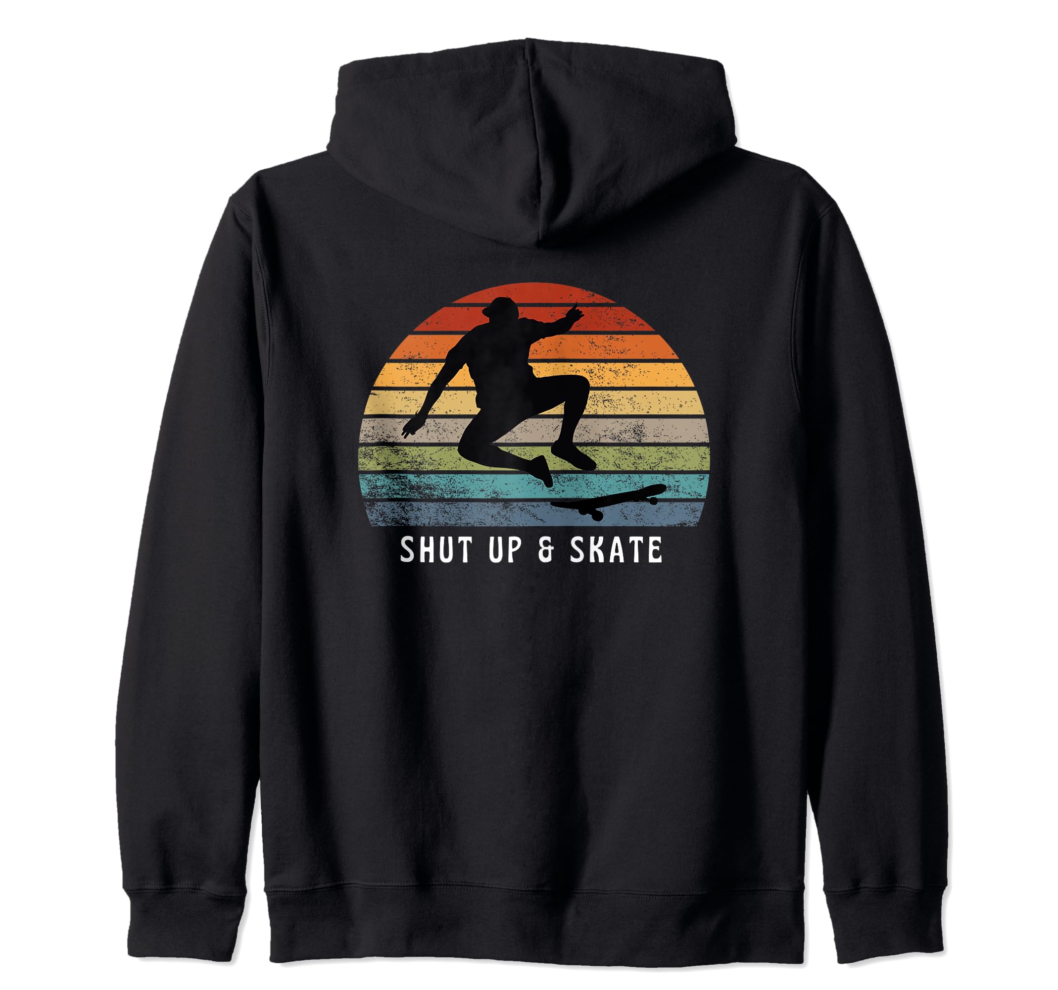 Shut Up & Skate Sunset Electric Longboard Pro Skateboarders Zip Hoodie, Black - Image 2