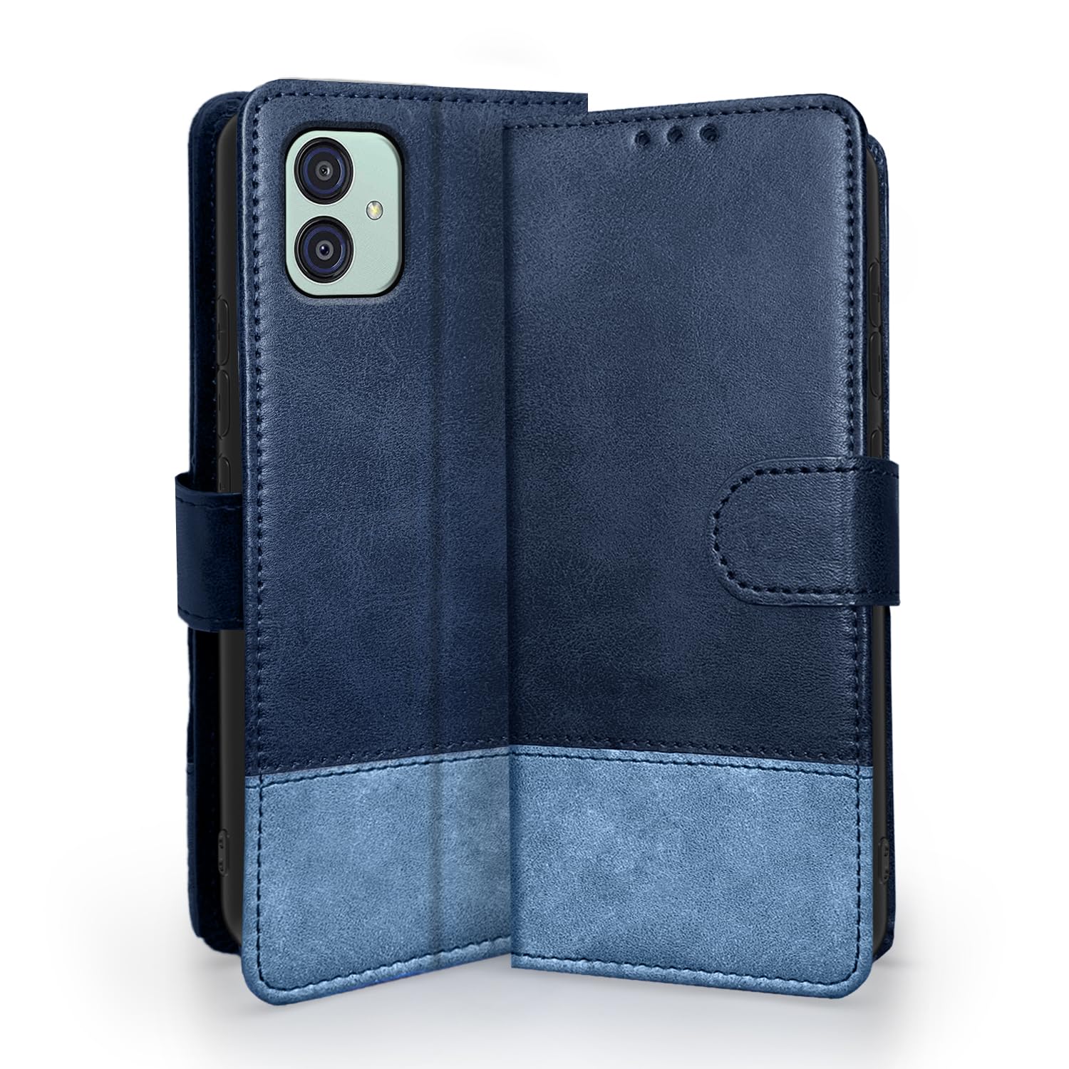 Pikkme Samsung Galaxy M04 / F04 / A04e Flip Cover | Dual-Tone PU Leather Finish | Wallet Style & Stand | Magnetic Flip Case for Samsung Galaxy M04 / F04 / A04e (Navy & Light Blue) (B0CQXPY6QP) Amazon Price History, Amazon Price Tracker