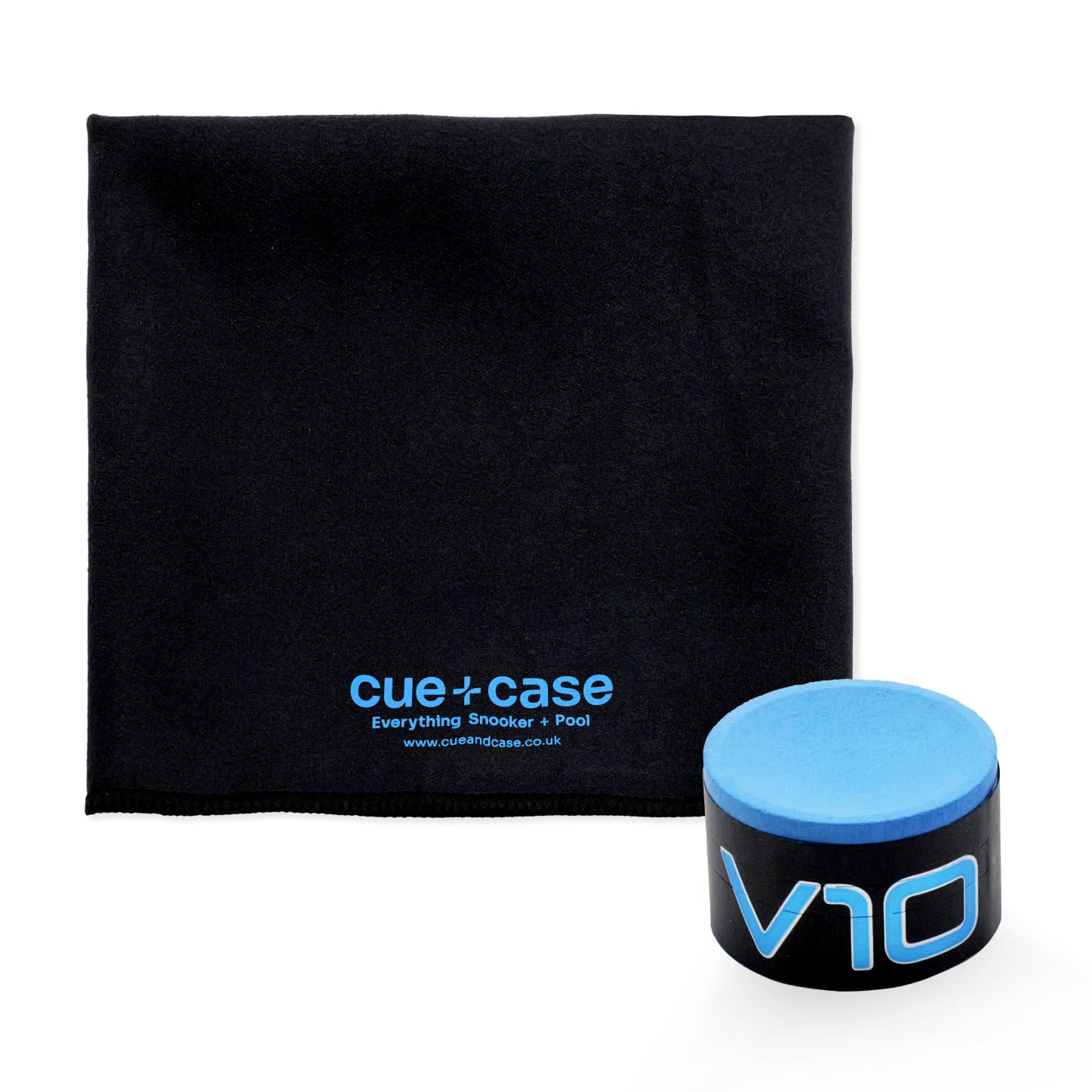 Taom V10 Professional Snooker Pool Chalk - Round Shape - Eliminates Kicks - No Residue - Free Cue + Case Microfibre Cue Towel (Blue + Free Towel)