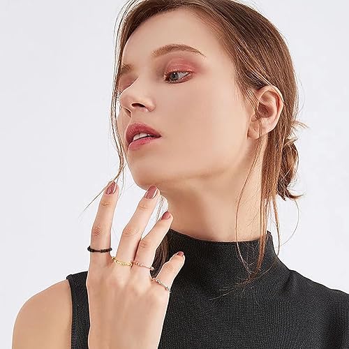 Miniatura 7 de Ursilver Anillo de ansiedad para mujeres y hombres, 4 anillos de acero inoxidable antiansiedad con cuentas, anillos para ansiedad para mujeres,