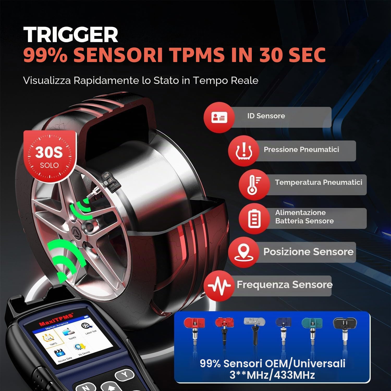 Autel MaxiTPMS TS501 PRO Strumento Programmazione TPMS, Uguale a TS508, Strumento Riapprendimento TPMS 2026 Più Recente di TS501 TS408S, Attiva Riapprendimento 99% Sensori, Programma MX Sensori Autel