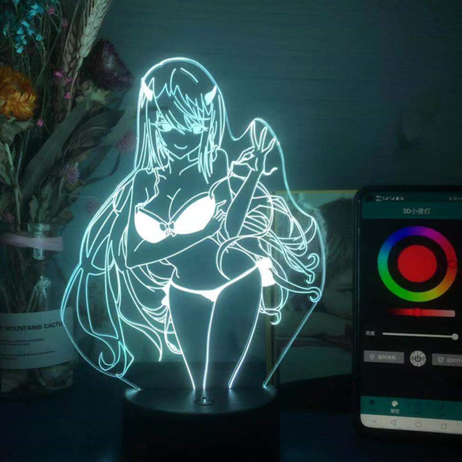 Anjinguang Zero Two 3D Anime Lamp - Zero Two Toys 16 Color Change with Remote Control Kids Bedroom Decoration, Creative Lighting Anime Gifts for Zero Two Fans Boys Kids