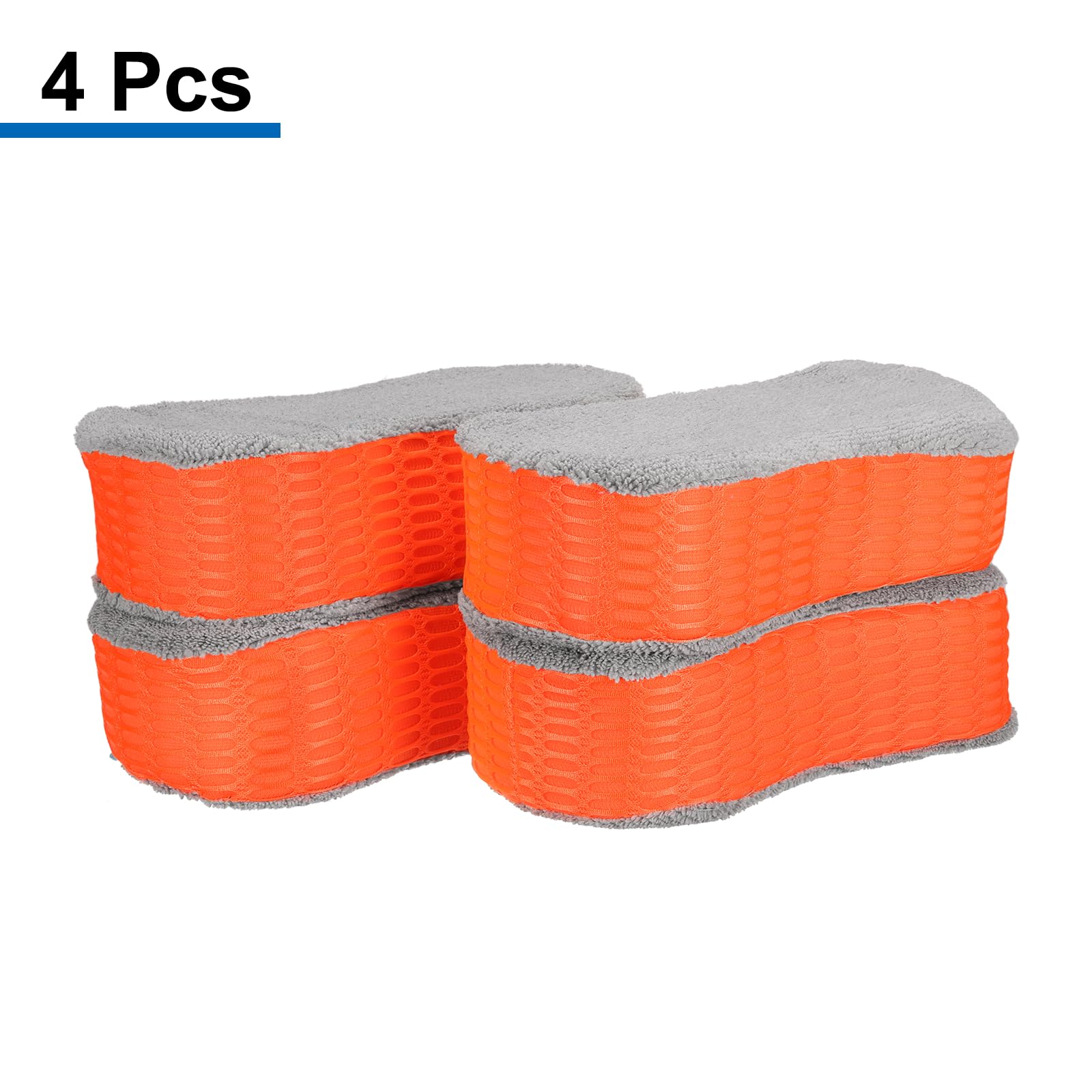 sourcing map 4 esponjas de microfibra para lavado de coche, 8.7 x 4.3 pulgadas, almohadillas aplicadoras de espuma antiarañazos para detalles de automóviles, encerado, aplicación de acondicionador