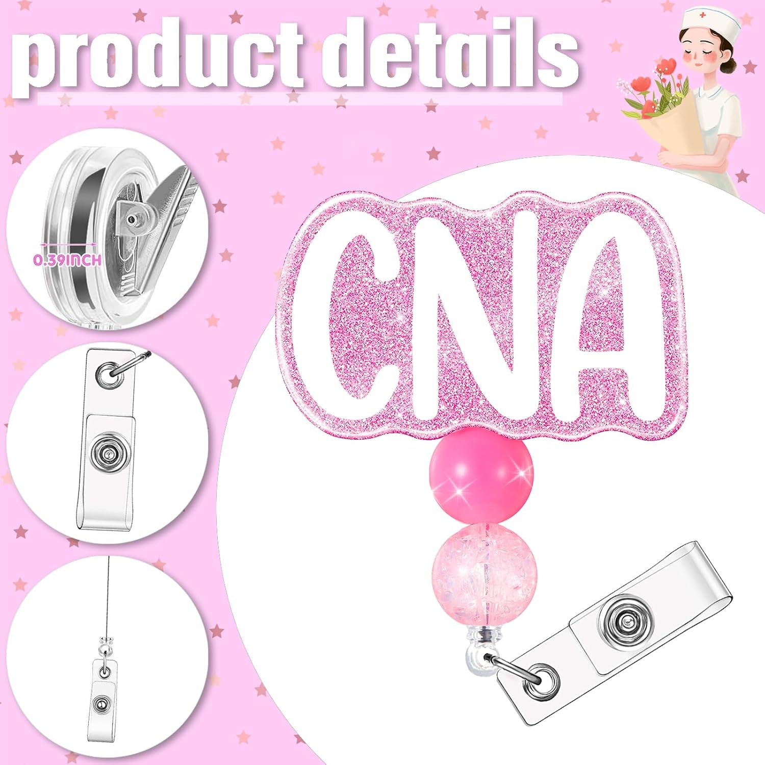 CNA Nurse Badge Buddy with CNA Nurse Badge Reel Retractable Nursing ID Clip (CNA) - Image 3