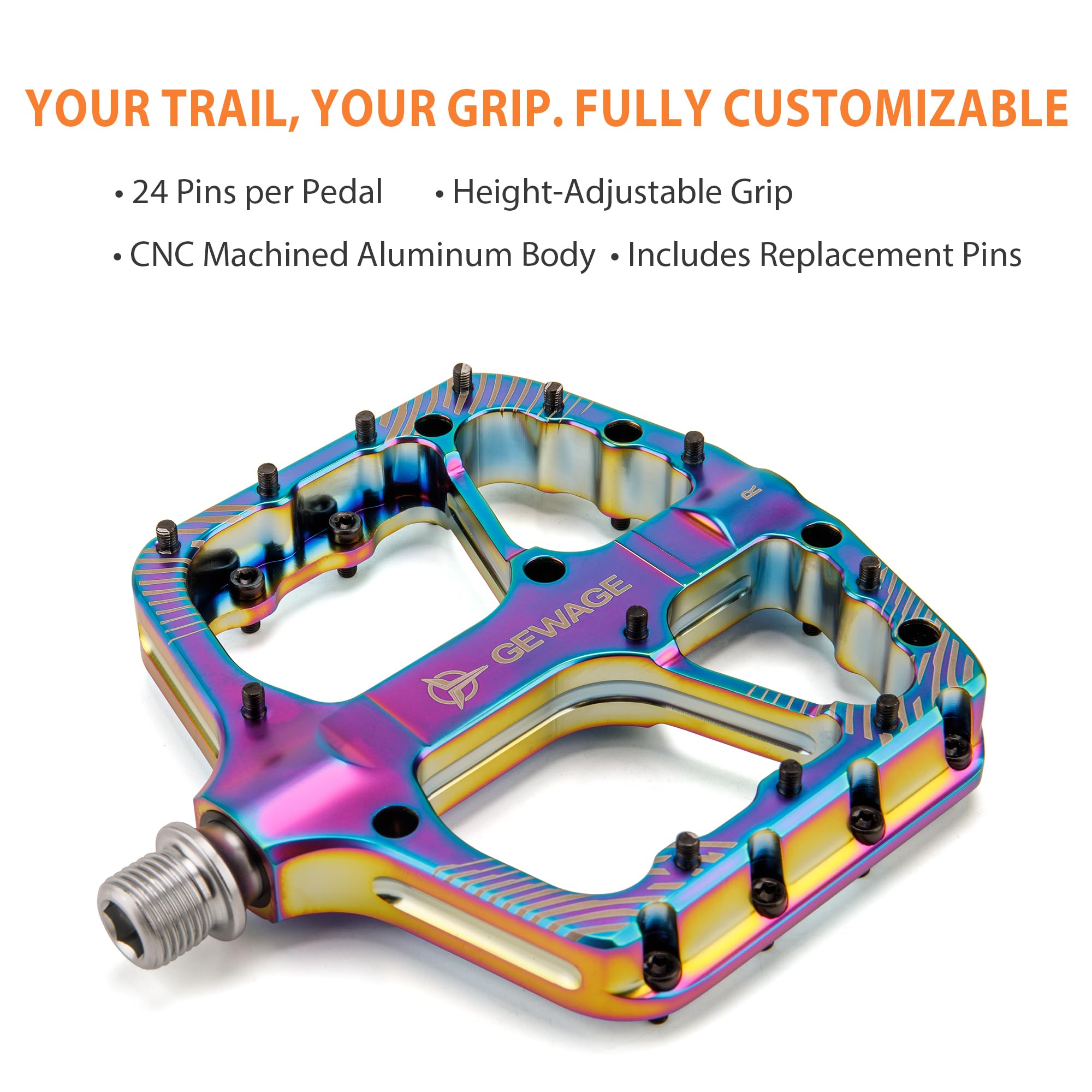 GEWAGE Set de Pedales MTB - Pedales de Bicicleta CNC de Aluminio, rodamiento de Bolas & Sistema de Sellado para Mountain Bike, Gravel, Trekking – Ideal para Downhill & Trail