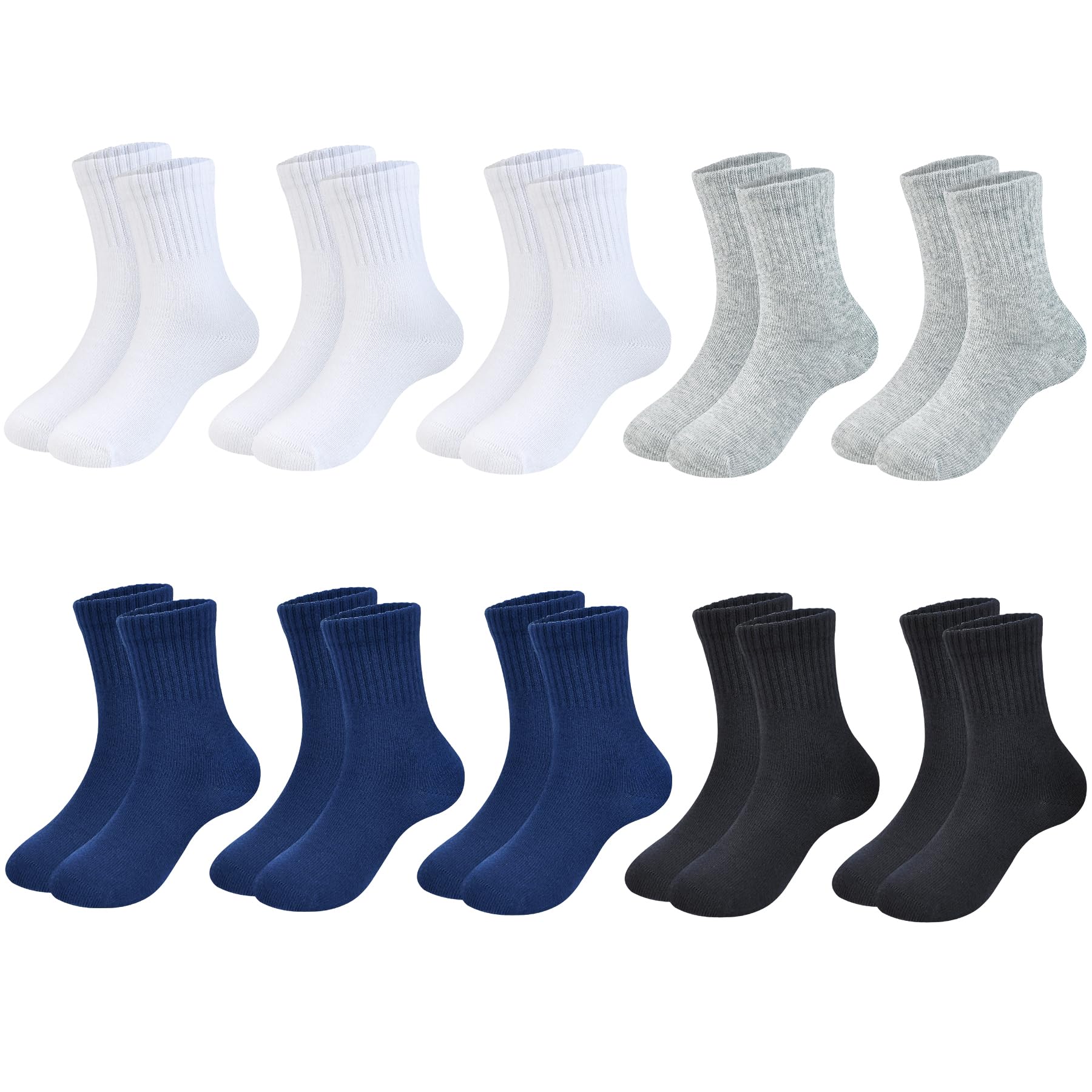 Boys Crew Socks Seamless Girls School Uniform Dress Socks Kids Breathable Cotton Quarter Sock 10 Pairs