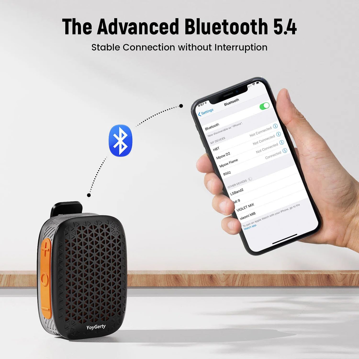 Altavoz Bluetooth 5.4 actualizado 2025, IPX7 impermeable, mini altavoces portátiles inalámbricos con clip, micrófono integrado, música manos libres/llamadas, para trabajo/ciclismo/hogar