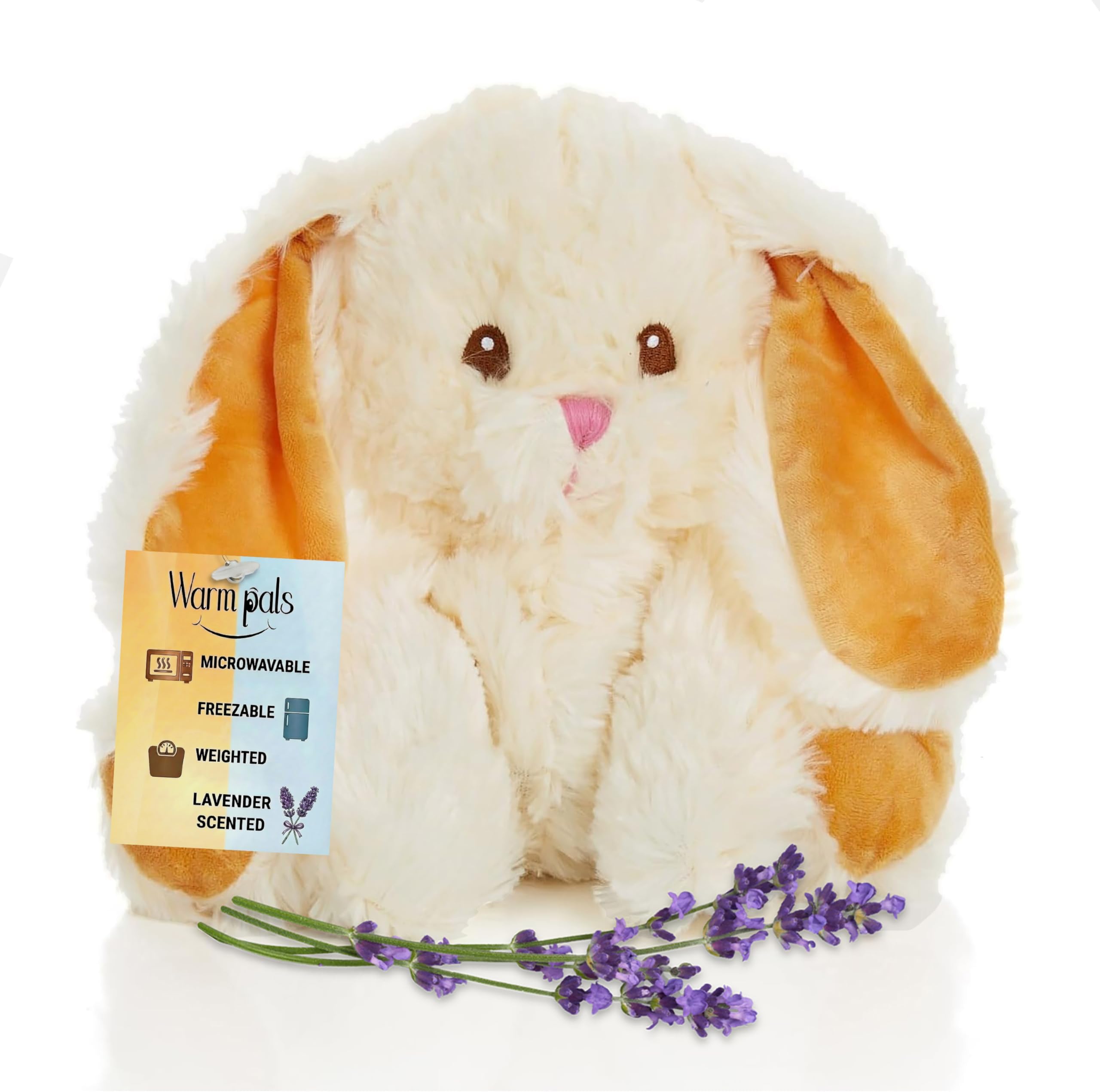 Bashful Bunny Microwavable Easter Stuffed Animal, Weighted Heatable and Coolable Lavender Scented Plush for Kids and Adults, 1.5 lb, Warm Pals
