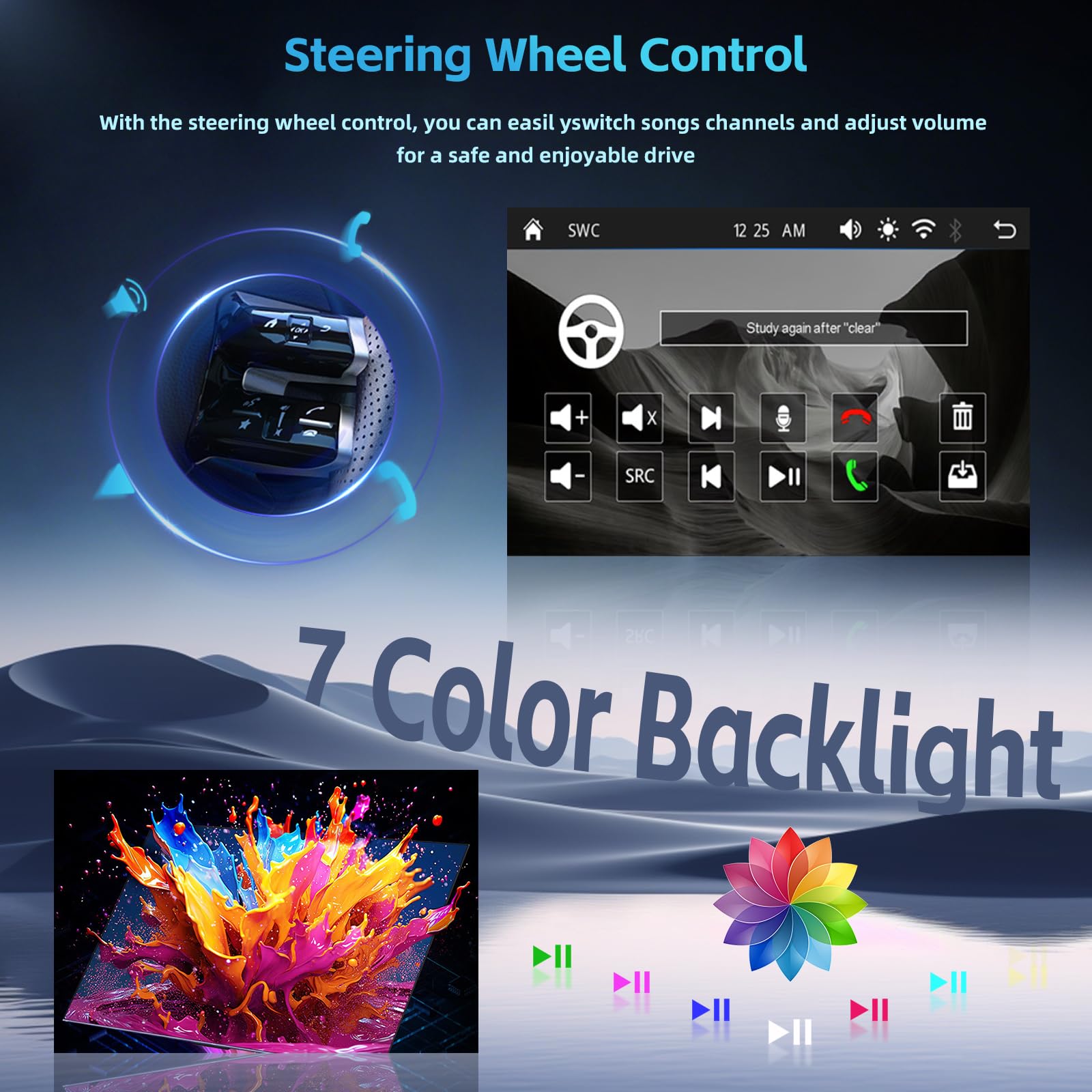 Hikity Radio Coche 1 DIN con Pantalla de 9 Pulgadas, Radio 1 DIN con Carplay Android Auto Inalámbrica Reproducción de Video en Línea Salida de Video Radio FM BT SWC Pantalla Táctil CAM+Mic