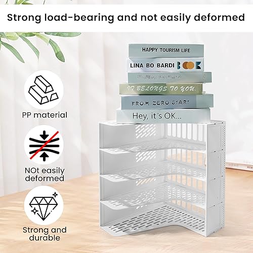 Miniatura 9 de Soporte para archivos, organizador de escritorio para organización y almacenamiento de oficina, organizador de plástico resistente, 3 compartimentos