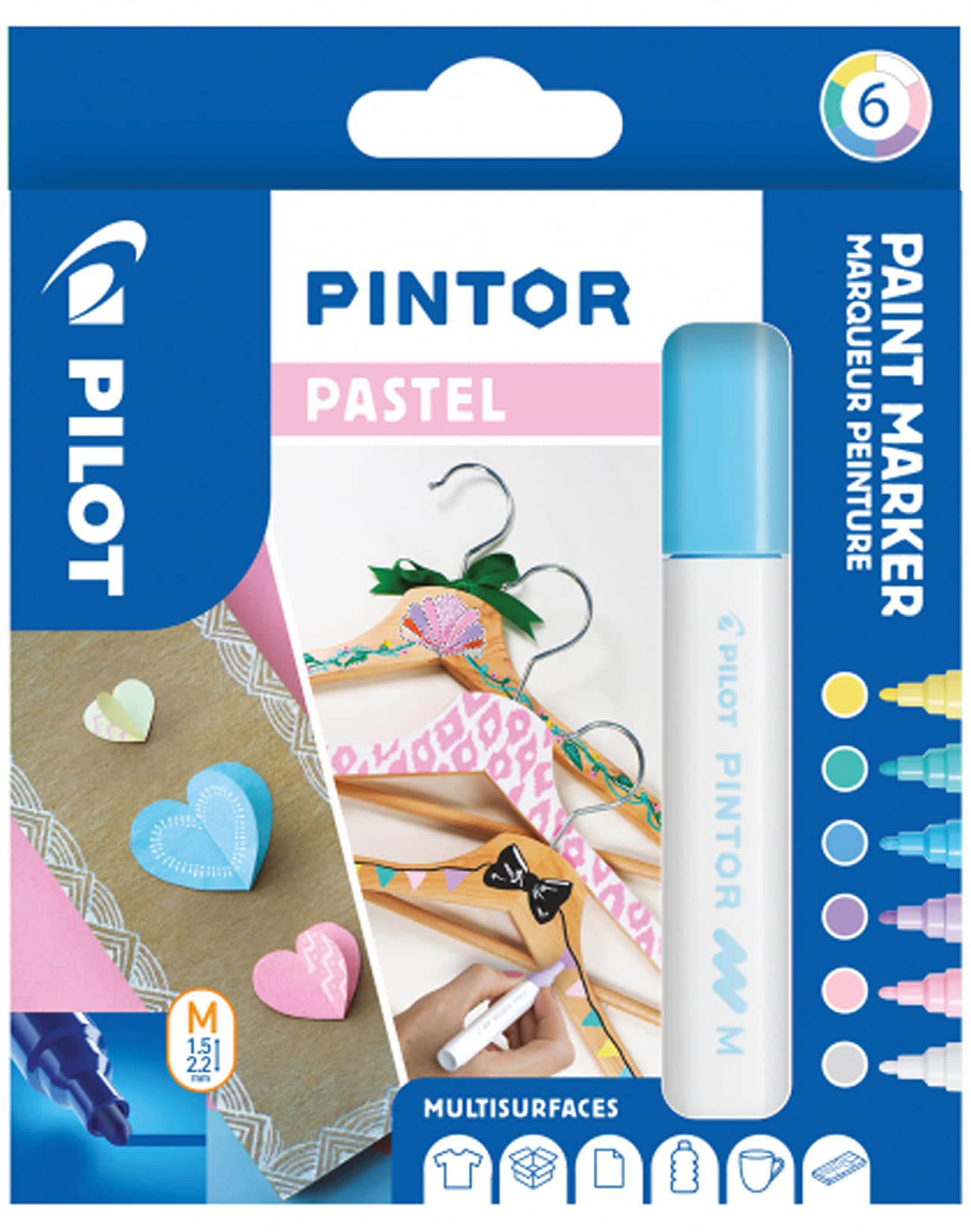 Pilot Pintor Marker Pen Bullet Tip Medium Set of 6 Pastel Colours