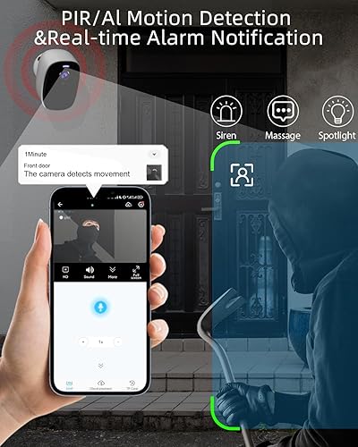 Miniatura 2 de Cámaras de seguridad WiFi 5G2.4G inalámbricas para exteriores, cámaras WiFi alimentadas con batería 2K con foco de detección de movimiento AI,
