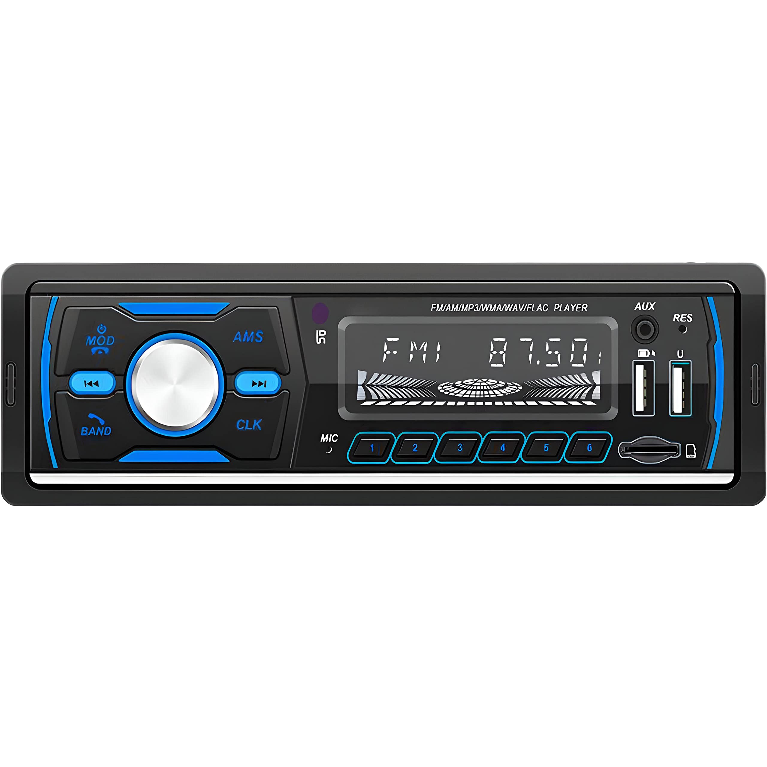 Retoo Radio samochodowe z zestawem głośnomówiącym Bluetooth i pilotem zdalnego sterowania, 1 odtwarzacz MP3 DIN z 2 USB do odtwarzania muzyki i ładowania, kolory RGB, tuner radiowy FM i antena z MP3