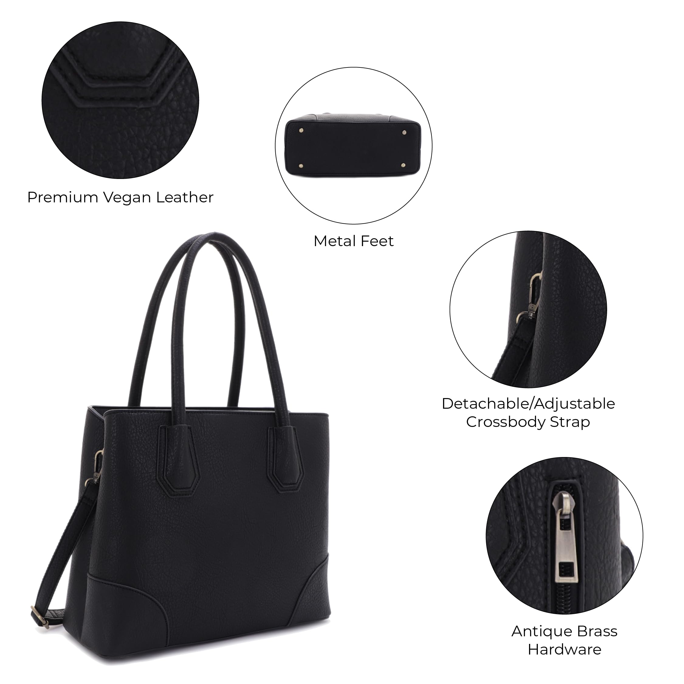 JESSIE & JAMES Concealed Carry Tote Bag Top Handle Satchel Purse_Black