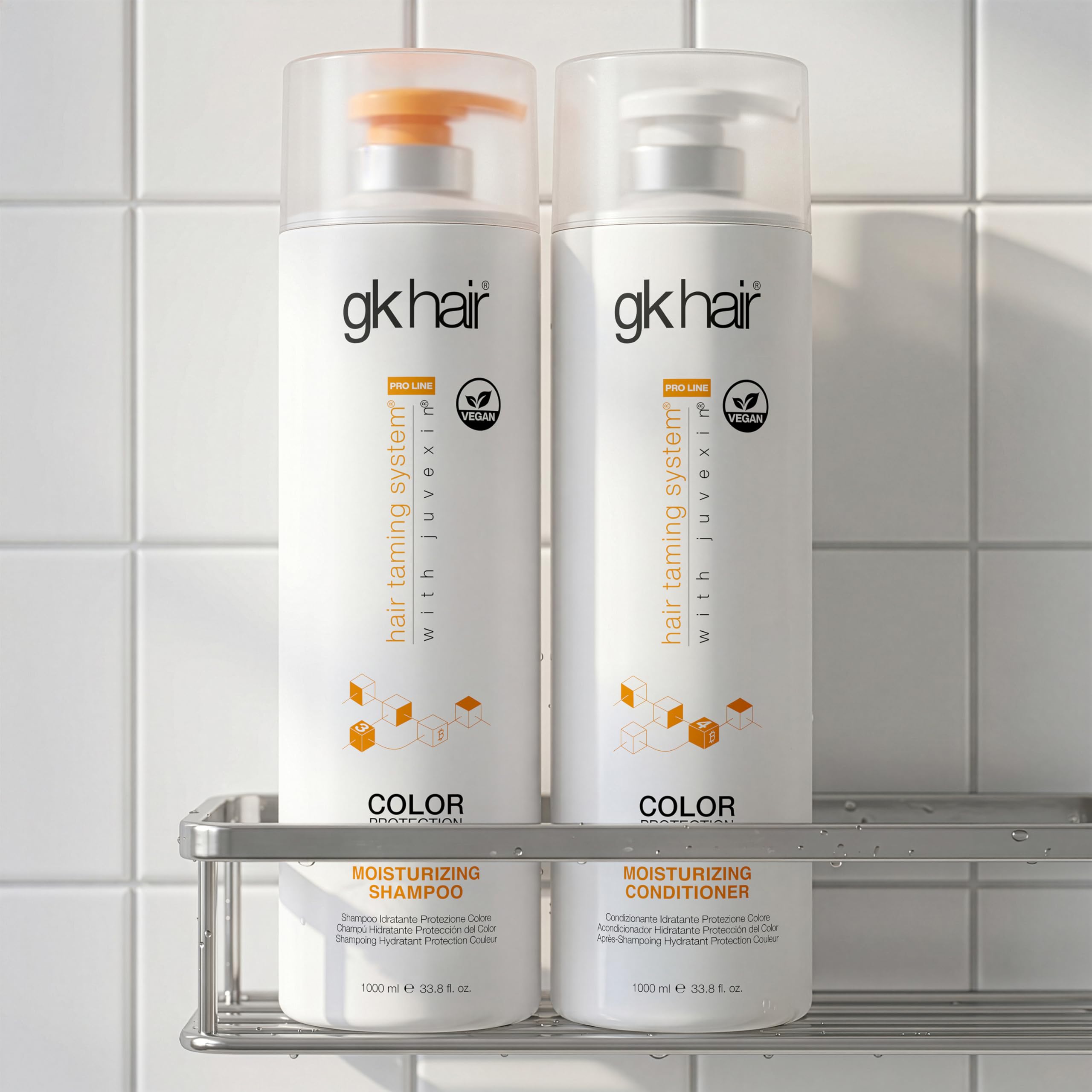GK HAIR Global Keratin Moisturizing Shampoo & Conditioner Sets 1000ml Para Daños Secos Tratados Con Color Rizado Frizzy Orgánico Sin sulfato de parabenos Uso diario después de una limpieza profunda