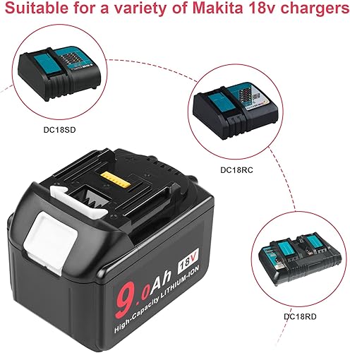 Miniatura 7 de ARyee Batería de repuesto BL1890 9000mAh 18V para herramientas eléctricas inalámbricas Makita BL1830 BL1840 BL1850 BL1860 BL1860 BL1890 DKP180Z