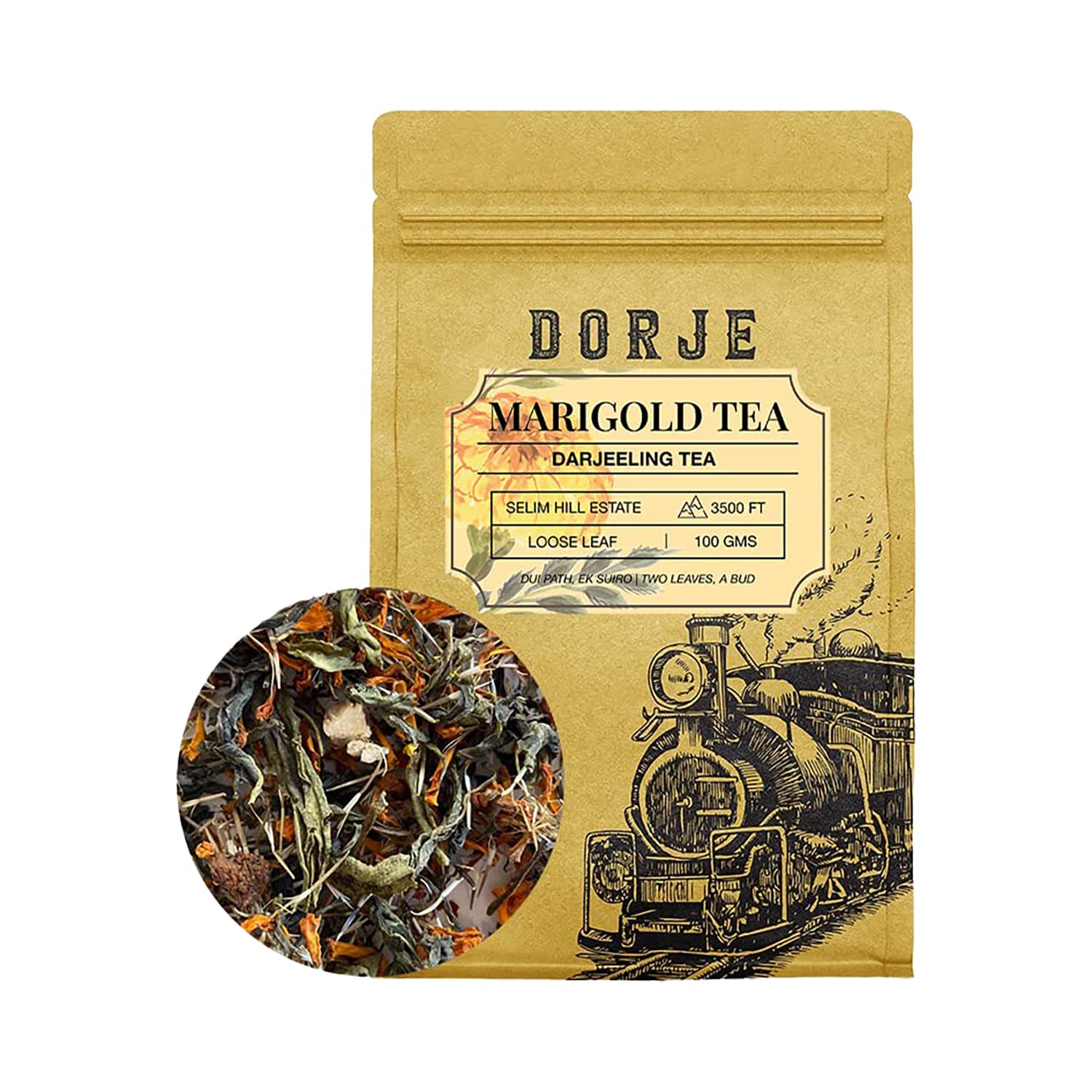 DORJE TEAS Marigold Ginger Tea | Organic Darjeeling Tea | 100 grams (Pack of 1) | Promotes Good Sleep | Stress Relief | Improves Immunity | Soothing Tea for Relaxation | For Glowing Skin | 40 Cups (B0BRXVCVC5) Amazon Price History, Amazon Price Tracker