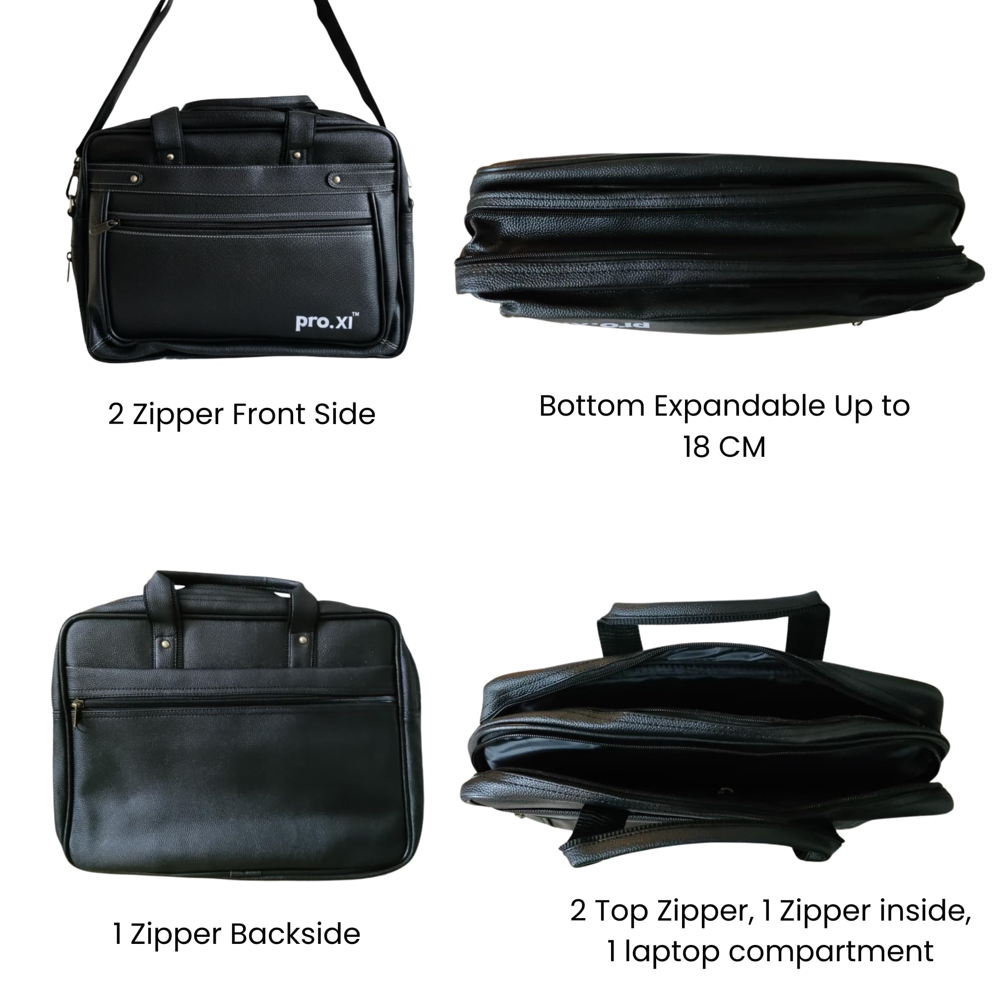 Pro.XI Borsa per computer portatile in pelle vegana, per uomini e donne, 15,6 pollici, borsa da ufficio messenger, borsa da lavoro e da viaggio intelligente con scomparti multipli, borsa a tracolla