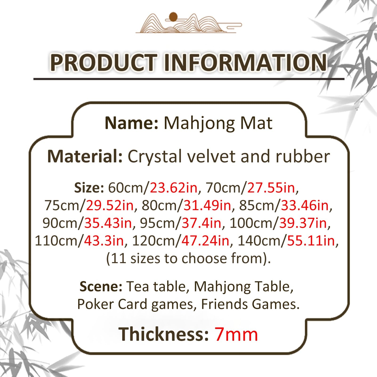 Tapis de Table de mah-Jong, Épaissi et antidérapant avec Sac de Transport(75cm/29.52in)