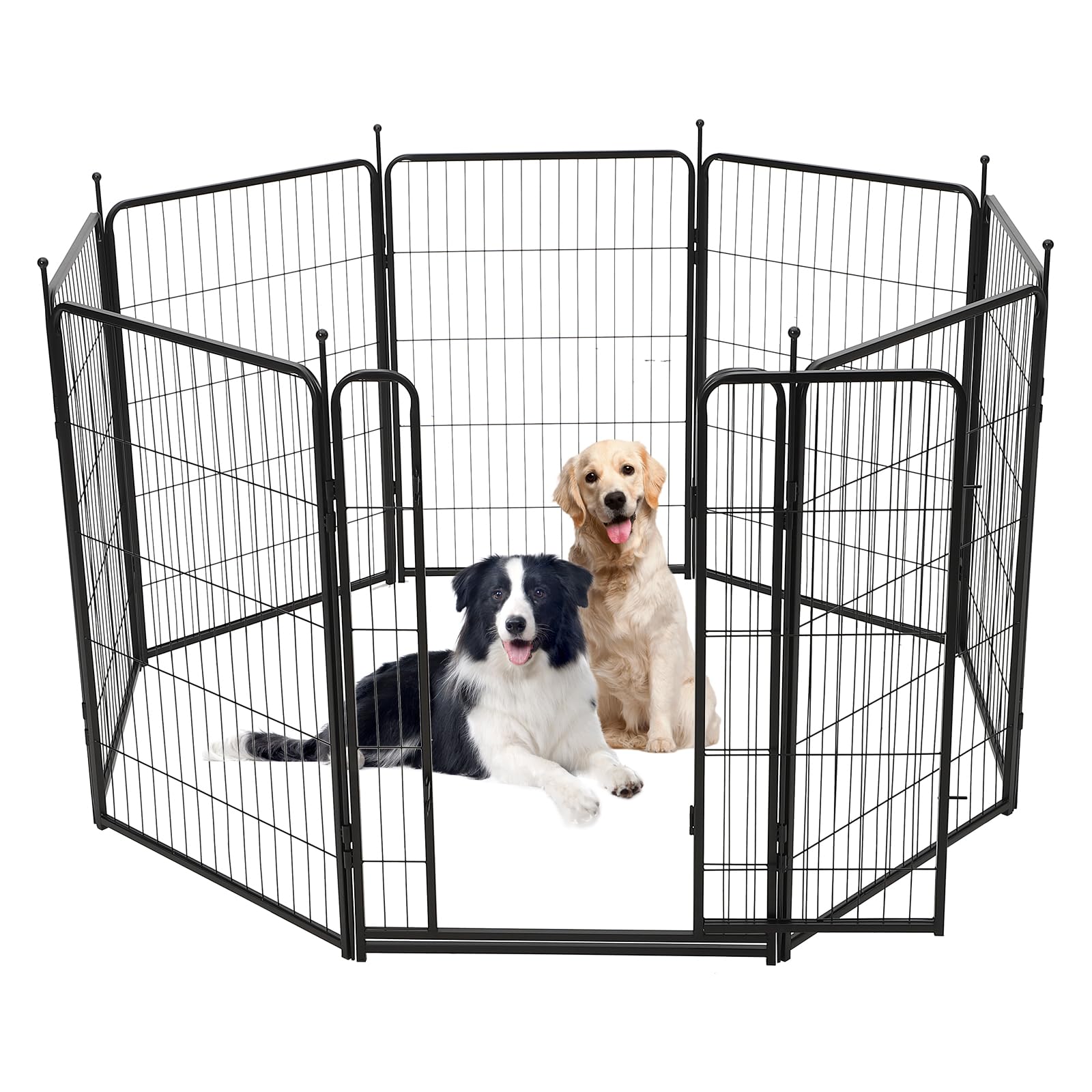 Dog Playpen,40 inch(H) 18 Ft(L) 8 Panels Dog Fence Indoor/Outdoor,Heavy Duty Metal Pet Puppy Exercise Pen, Wide Door Low Threshold,Portable Pet Playpen for Rv Camping Garden Yard Black-1, Black-1, 8 Panels, 40 inch(H) 18 Ft(L)