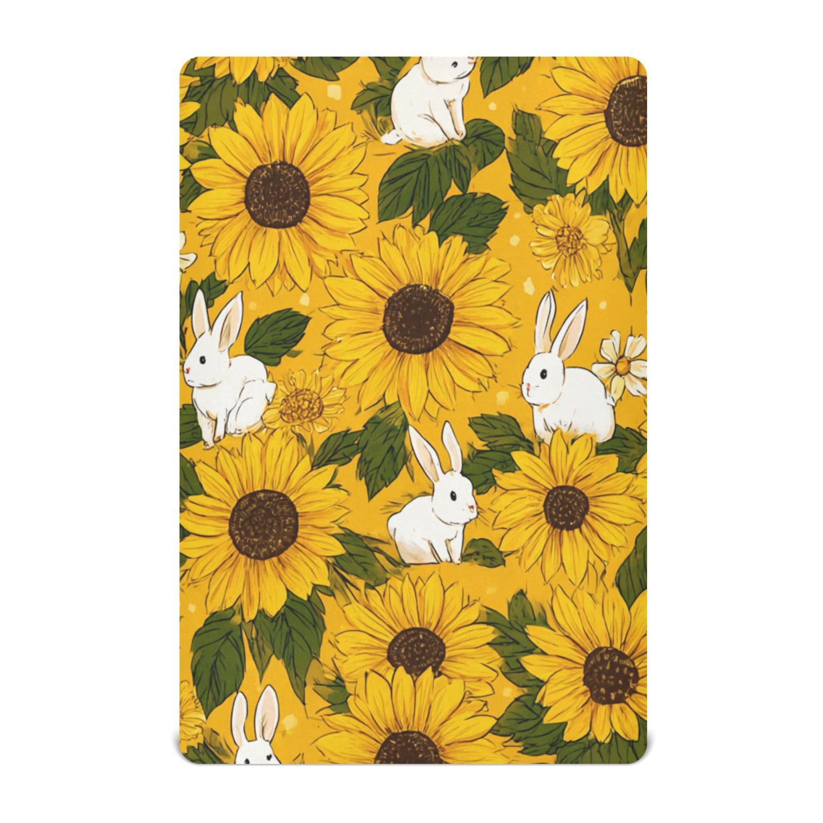 Crib Sheet Breathable Soft Crib Mattress Sheet for Baby Toddler Boys Girls Fitted Crib Sheet Fit Standard Crib Mattress 39 x 27 Inch Autumn Sunflower and Cute Rabbit