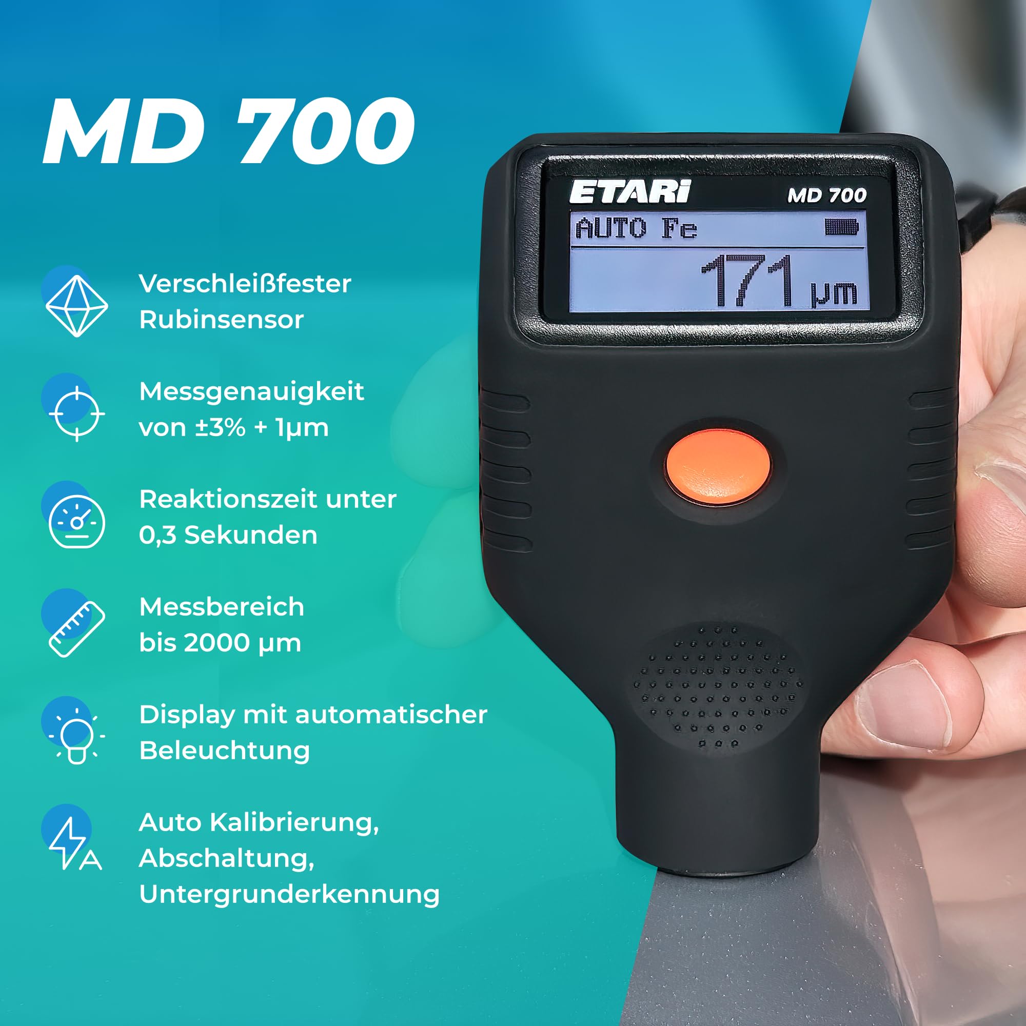 ETARI® MD-700 Lackdicken Messer, Schichtdickenmessgerät zur Lackmessung