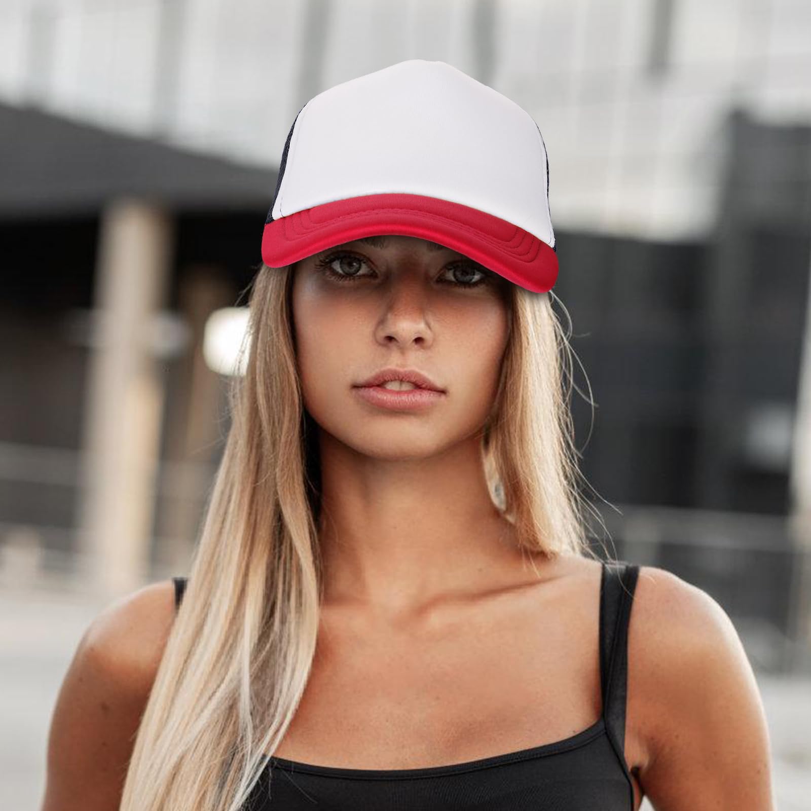 Ultrafun Paquete de 10 gorras de béisbol unisex de malla en blanco para sublimación