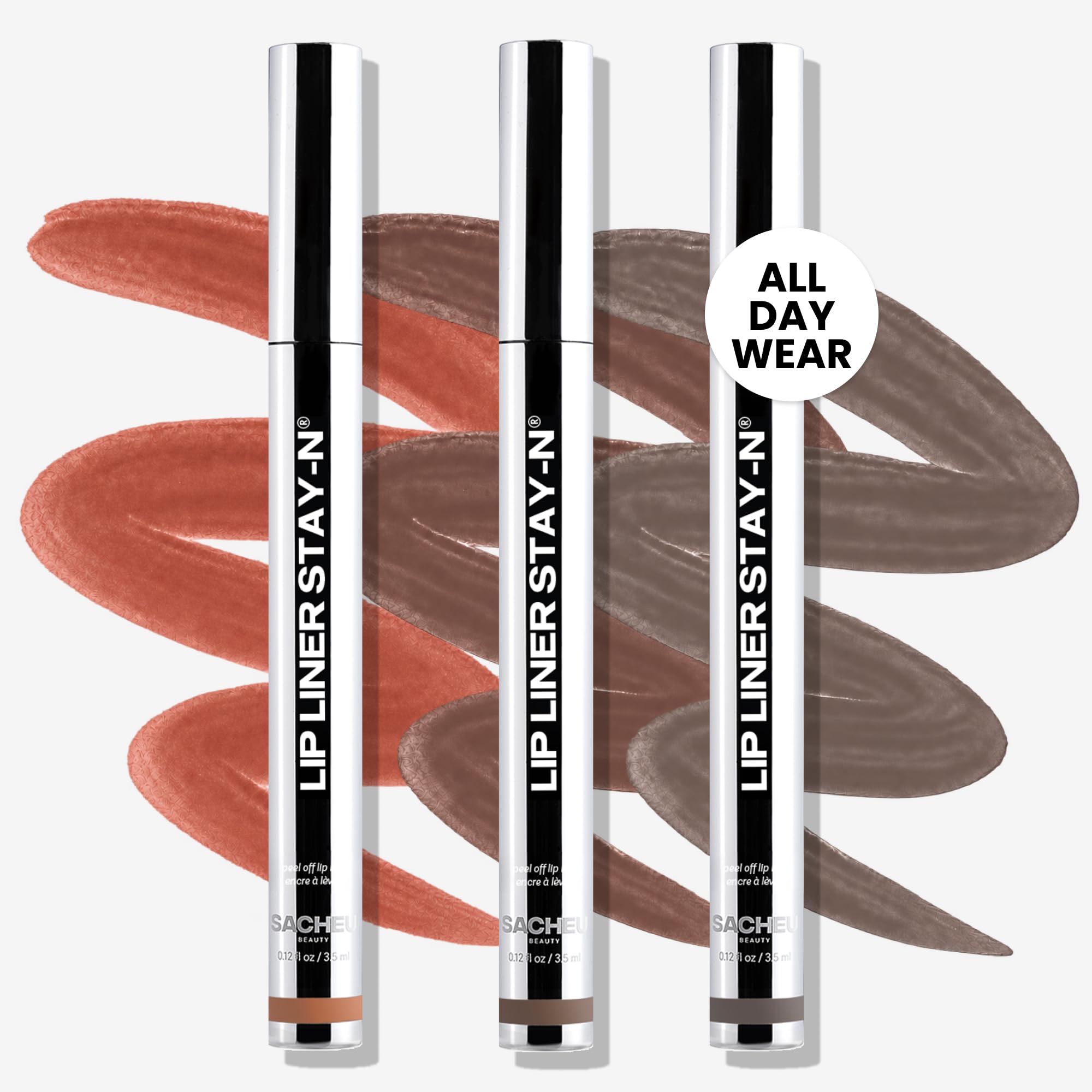 Sacheu Lip Liner STAY-N Peel Off Lip Stain Set, Deep Bundle Trio