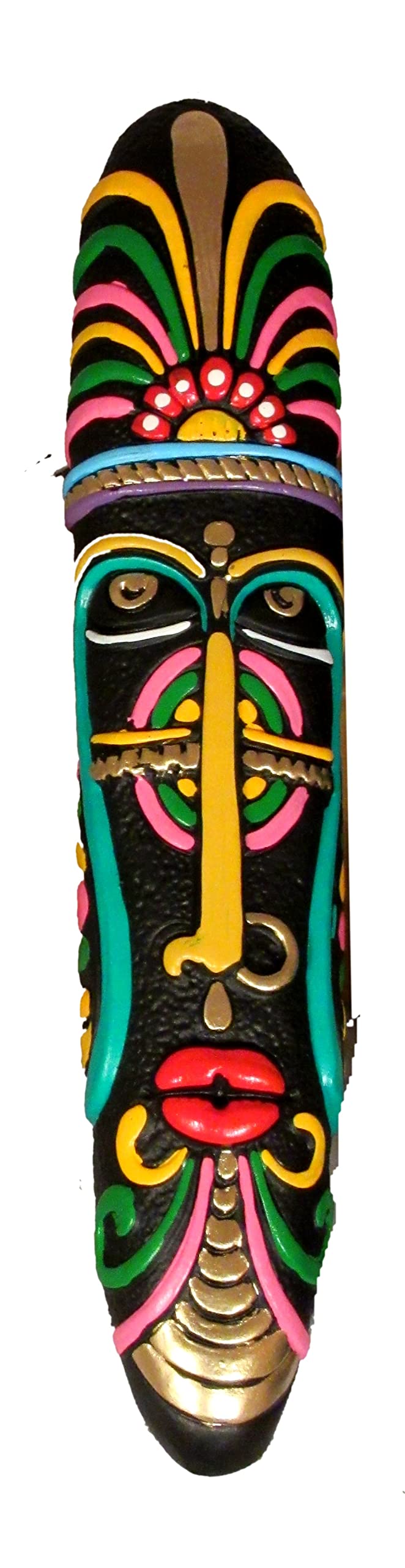 Suninow exclusive Terracotta tribal mask | Terracotta wall hanging tribal king queen mask decorative showpiece Decorative Showpiece - 40 cm (Terracotta, Black) 1