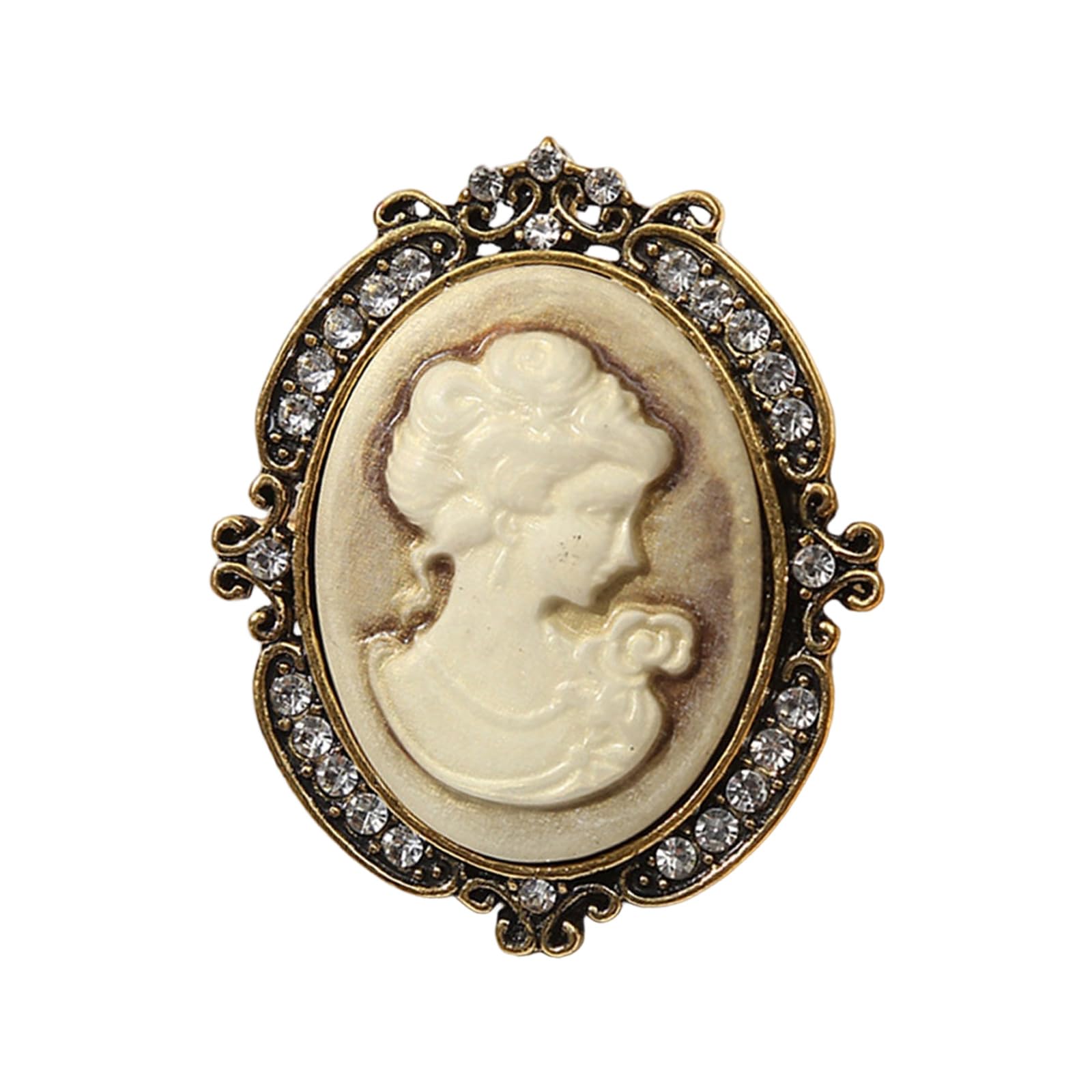 UncleS Elegant Vintage Cameo Brooch Pin Set with Antiqued Gold Finish Sparkly Alloy Cameo Lapel Pin for Women Jewelry