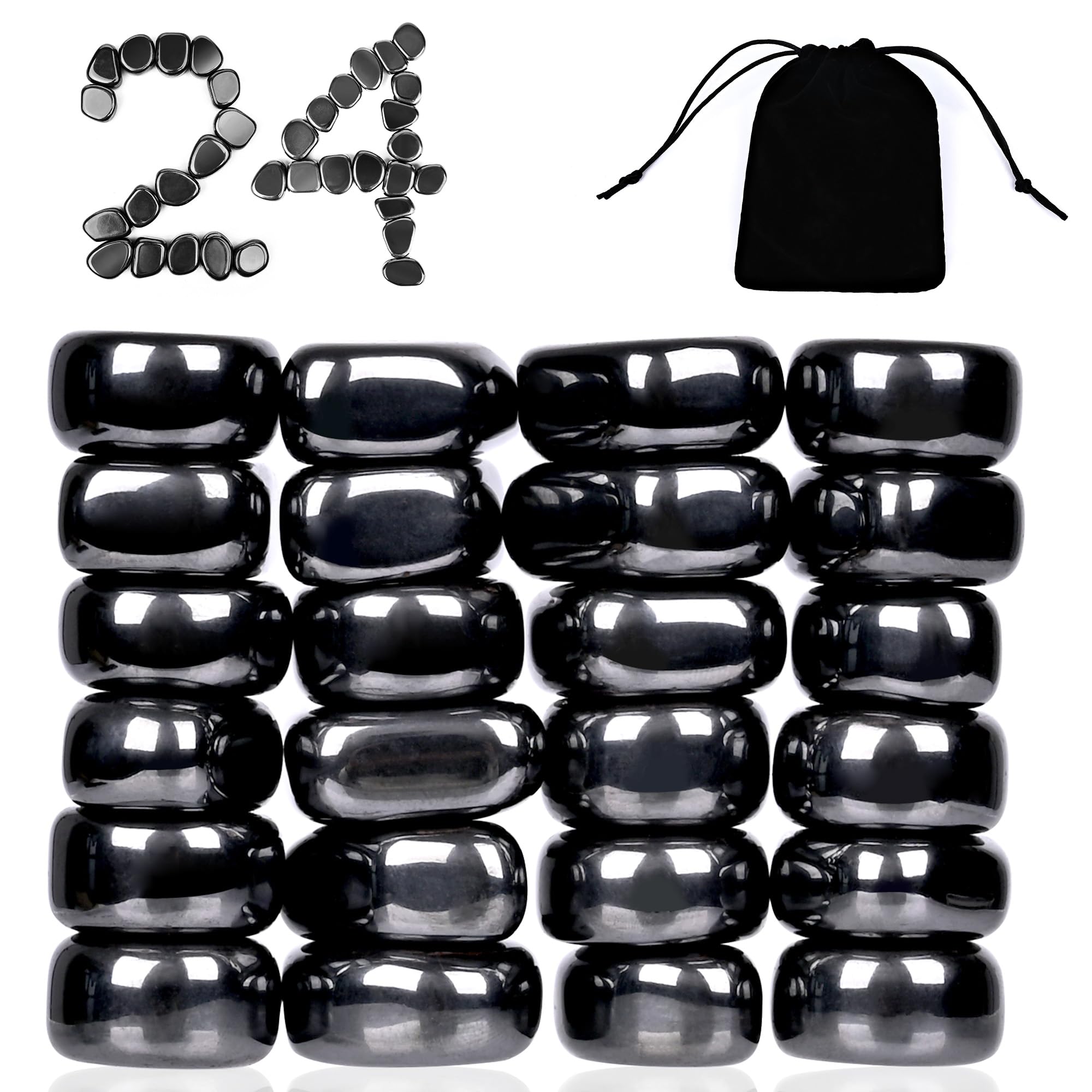 Kwack 24PCS Black Large Fridge Magnetic Stones, Irregular Neat Polished Magnets Whiteboard Locker Magnets, Home Craft Kitchen Refrigerator Magnets, Teacher Dducator Researcher