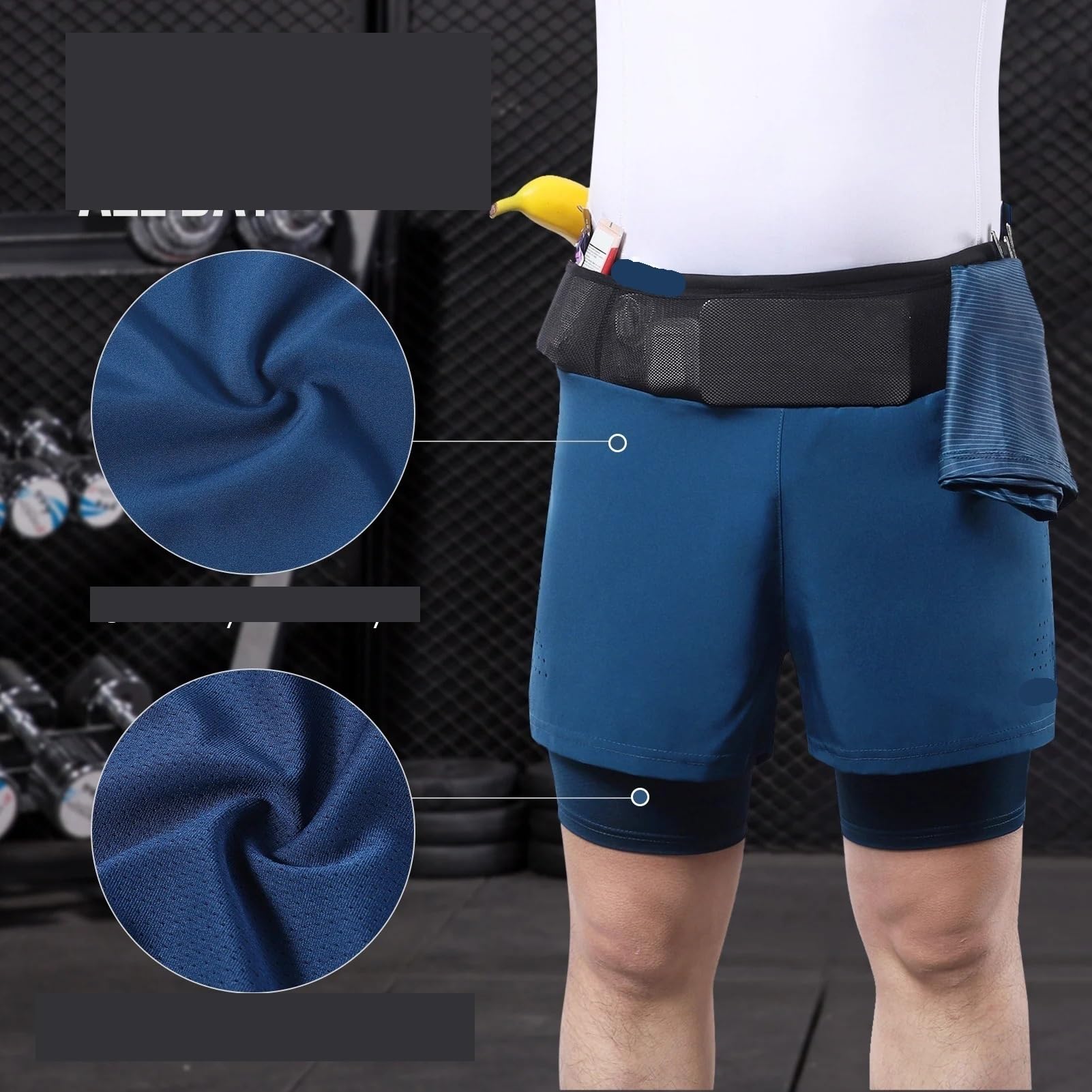 Mallas Cortas Hombre Pantalones Cortos Deportivos 2 en 1 for Hombre, de Cintura Alta, con Bolsillos, for Gimnasio, Trotar y Tenis
