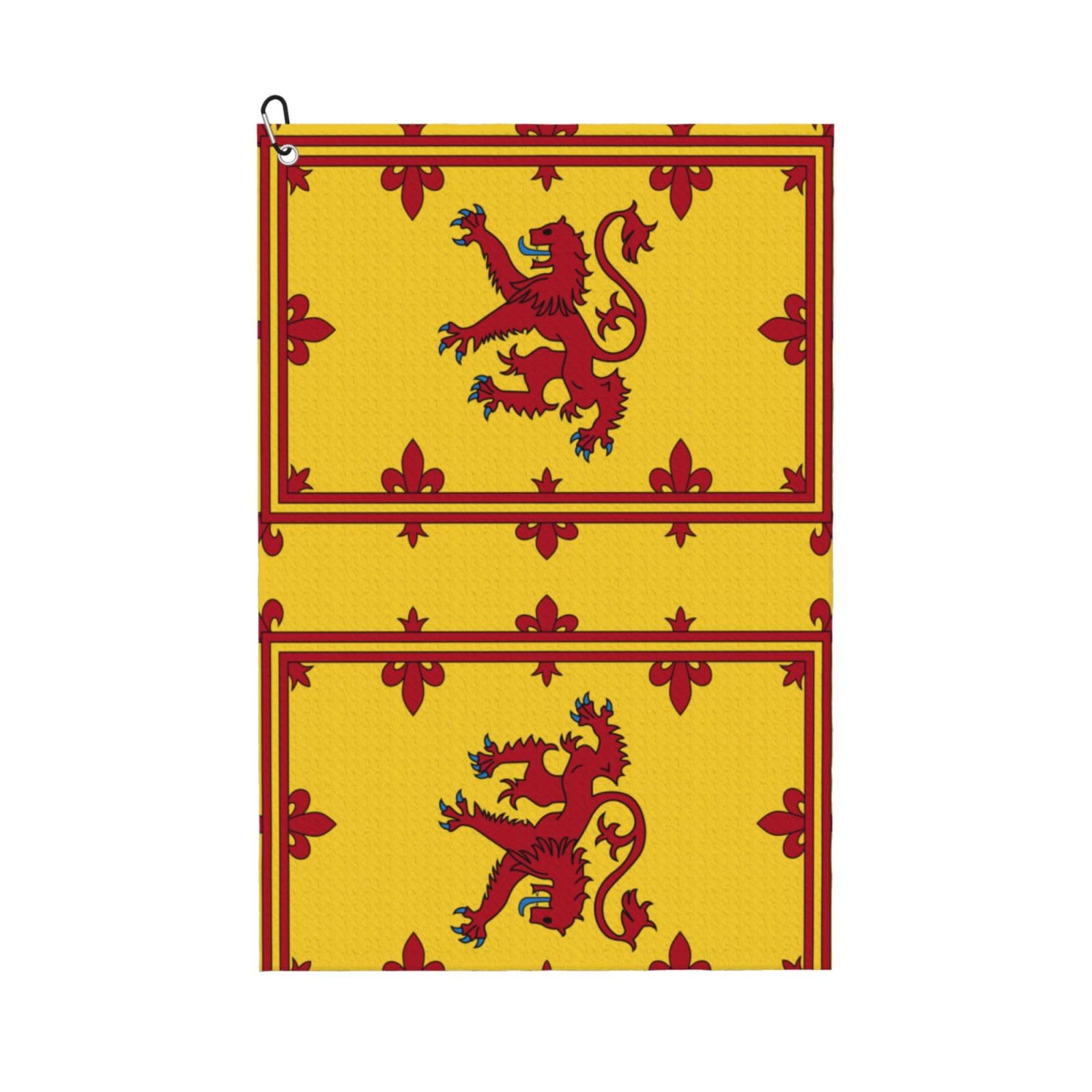 peiyeety Scotland Scottish Rampant Lion Microfiber Golf Towel with Carabiner Clip, 16x24 Inch Absorbent Waffle Weave Towel for Golf Bags