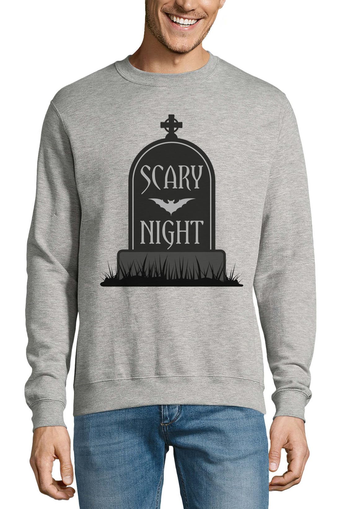 Pull Halloween en coton gris pour votre soirée déguisée d'octobre - 3