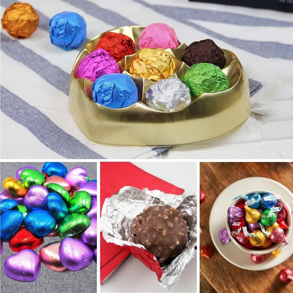 CYH Opakowanie czekoladowych cukierków - 900 sztuk 9 kolorów papier pakowy z aluminium klasy spożywczej - idealny do dekoracji i przechowywania ręcznie robionych czekoladek