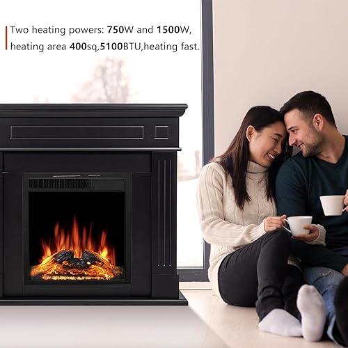 Vista 36 de R.W.FLAME Chimenea eléctrica de 43 pulgadas, chimenea envolvente de madera, soporte de TV con chimenea eléctrica independiente, control remoto, Gris