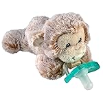 RaZbaby JollyPop Pacifier, Holder w/Detachable Baby Pacifier, Stuffed Animal RaZbuddy, All Ages 0M+, 100% Medical Grade USA Made Silicone, Machine Washable, Textured & Easy to Hold - Monkey