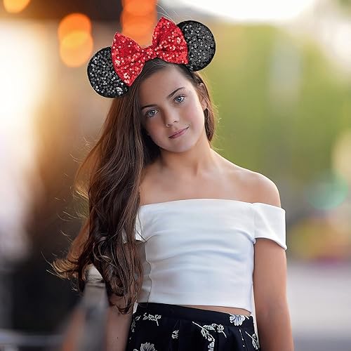Miniatura 232 de FANYITY Orejas de ratón, diadema de lentejuelas con orejas de ratón para niños, niñas y mujeres (ZZW) Zzw,Baowen,Bf,Negro,Orejas de gato
