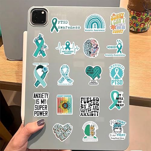 Miniatura 6 de Calcomanías de Concientización sobre el Trastorno de Ansiedad  50 Piezas Calcomanías de Vinilo Impermeables de Concientización sobre TEPT para