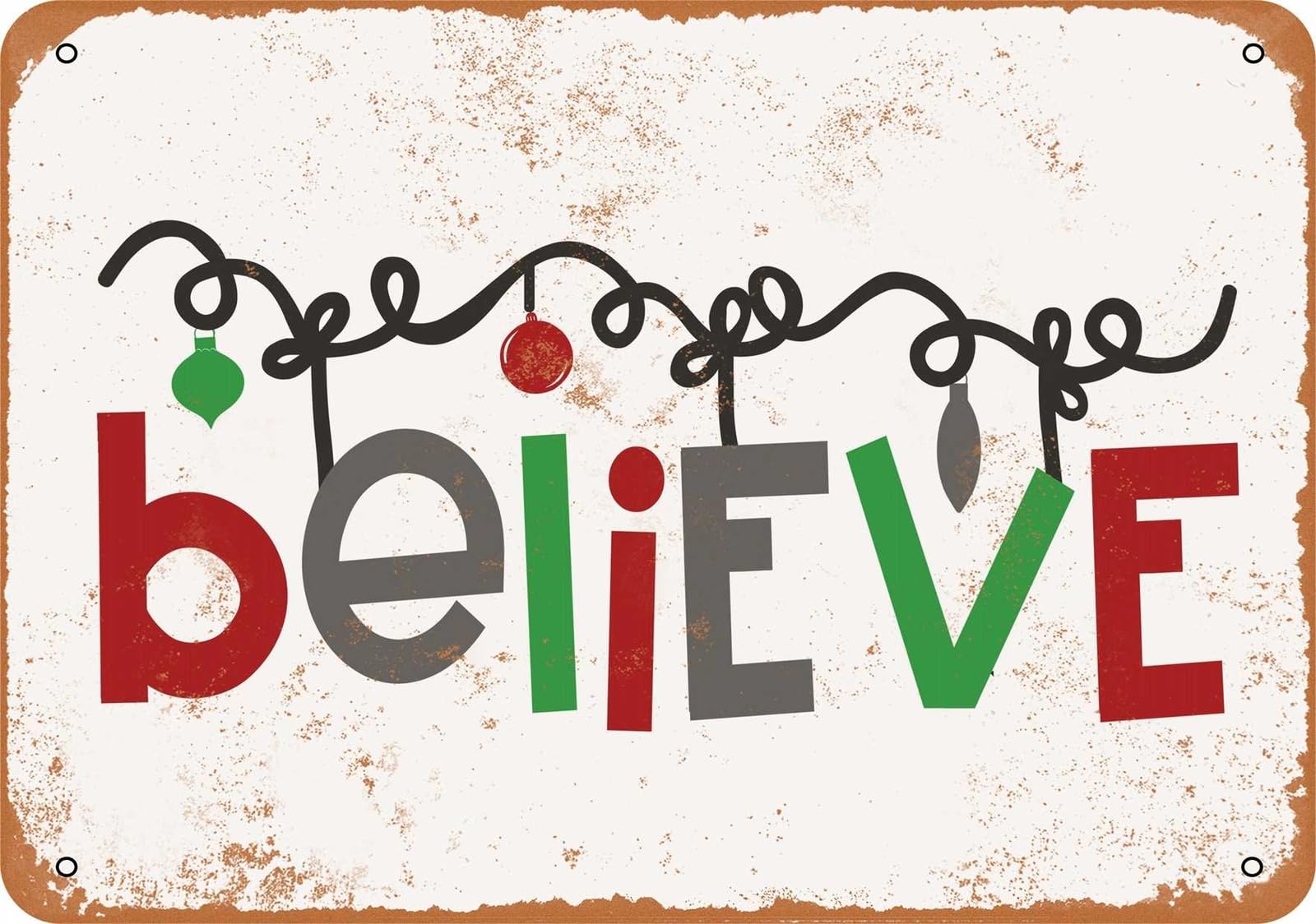 Miaomansenstore Metal Sign - Believe Christmas - Vintage Look Home Decor