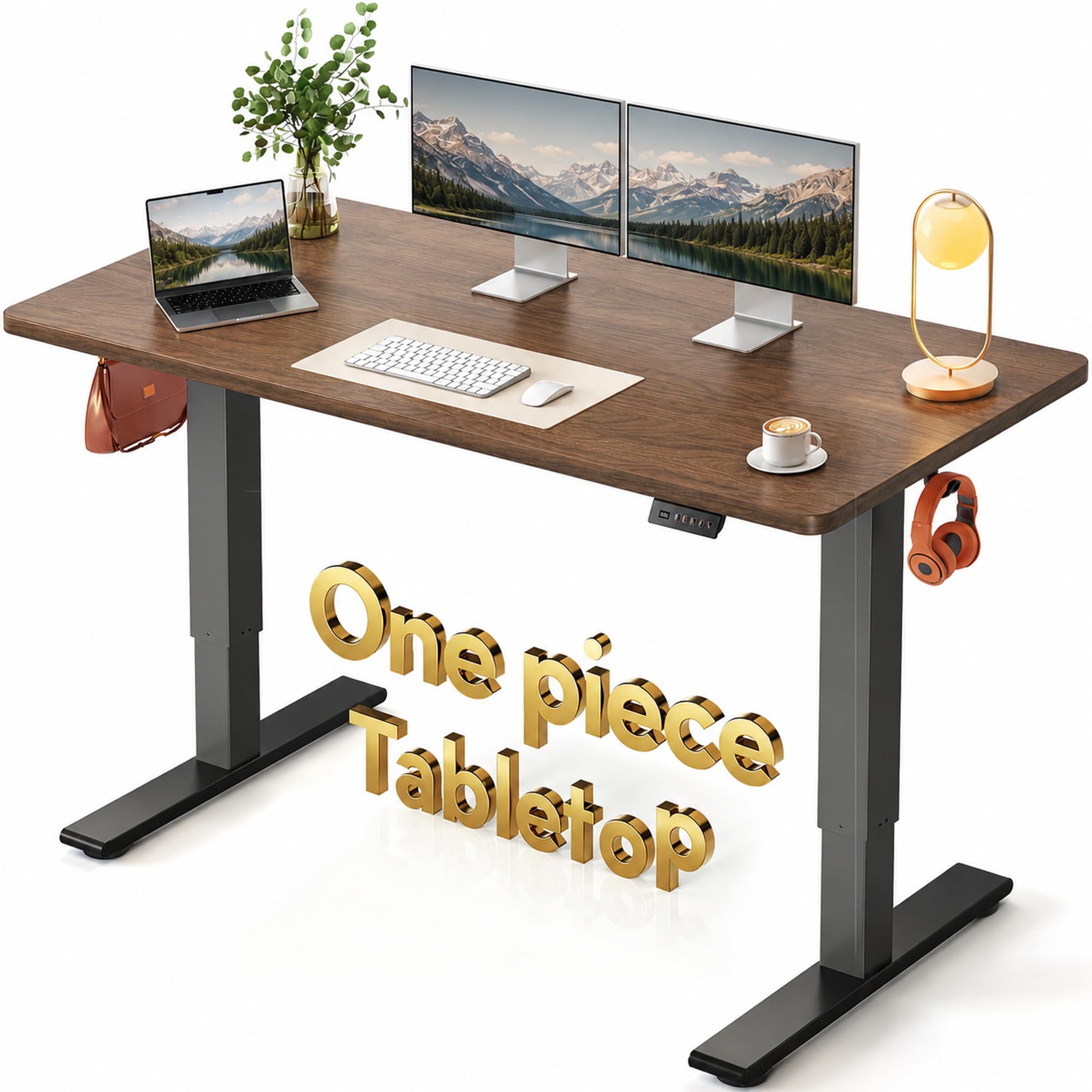 Fezibo PRO ONE-PIECE Standing Desk 55 x 24 Inch, Height Adjustable Desk with 4 Memory Buttons, Electric Sit...