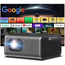 Native 1080P Projector with WiFi and Bluetooth, 4K Support Smart Movie Projector for Bedroom, Built-in Apps, Android 13.0,Auto Focus & Auto Keystone, Outdoor Projector for Phone/TV Stick/KTV