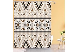 Aztec Style Shower Curtain Boho Geometric Pattern
