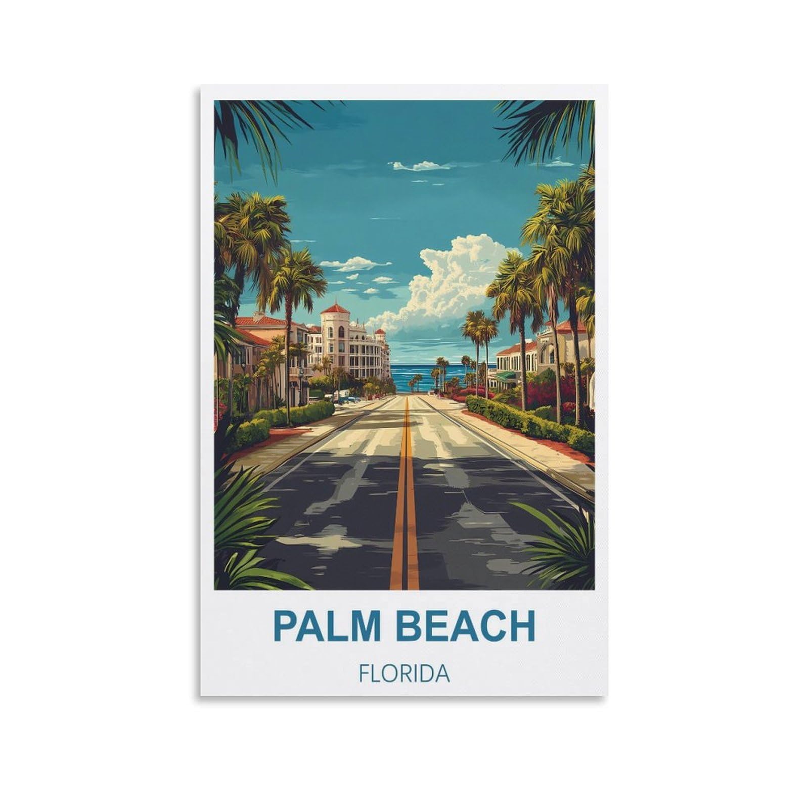 EZMLFA 5D DIY Diamond Painting Kit,Palm Beach Florida Diamond Art Kits for Beginner,Gem Art Kits Round Drill for Home Wall Decor Gifts 40x50cm