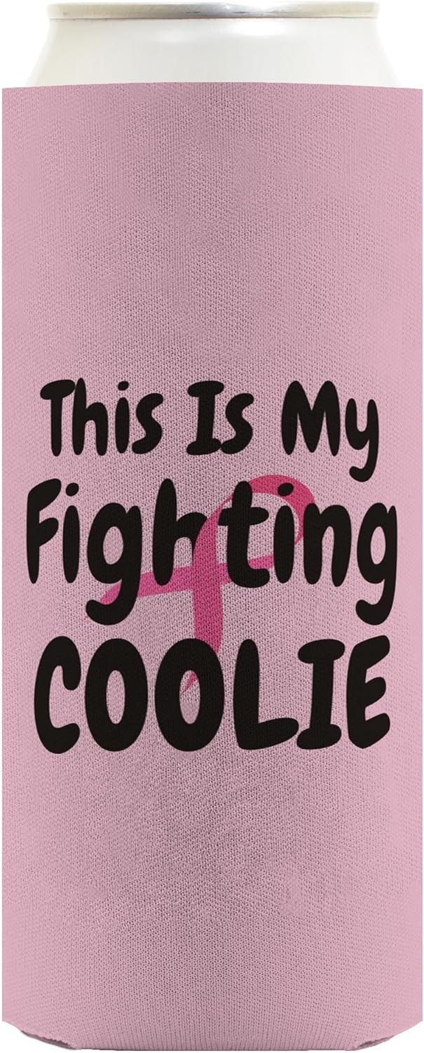 Breast Cancer Gifts For Women This is My Fighting Coolie 6-Pack Ultra Slim Can Coolers