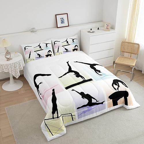 Miniatura 3 de Erosebridal Juego de ropa de cama de gimnasia de tamaño matrimonial, juego de edredón de princesa danza para niñas adolescentes, juegos de ropa de